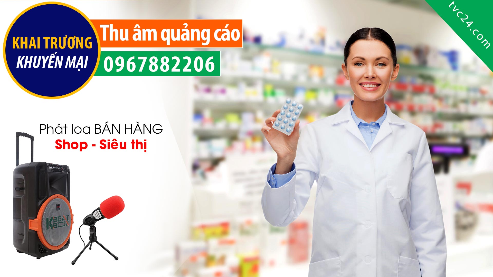 Thu âm khai trương nhà thuốc Phương Anh TVC24 đọc quảng cáo