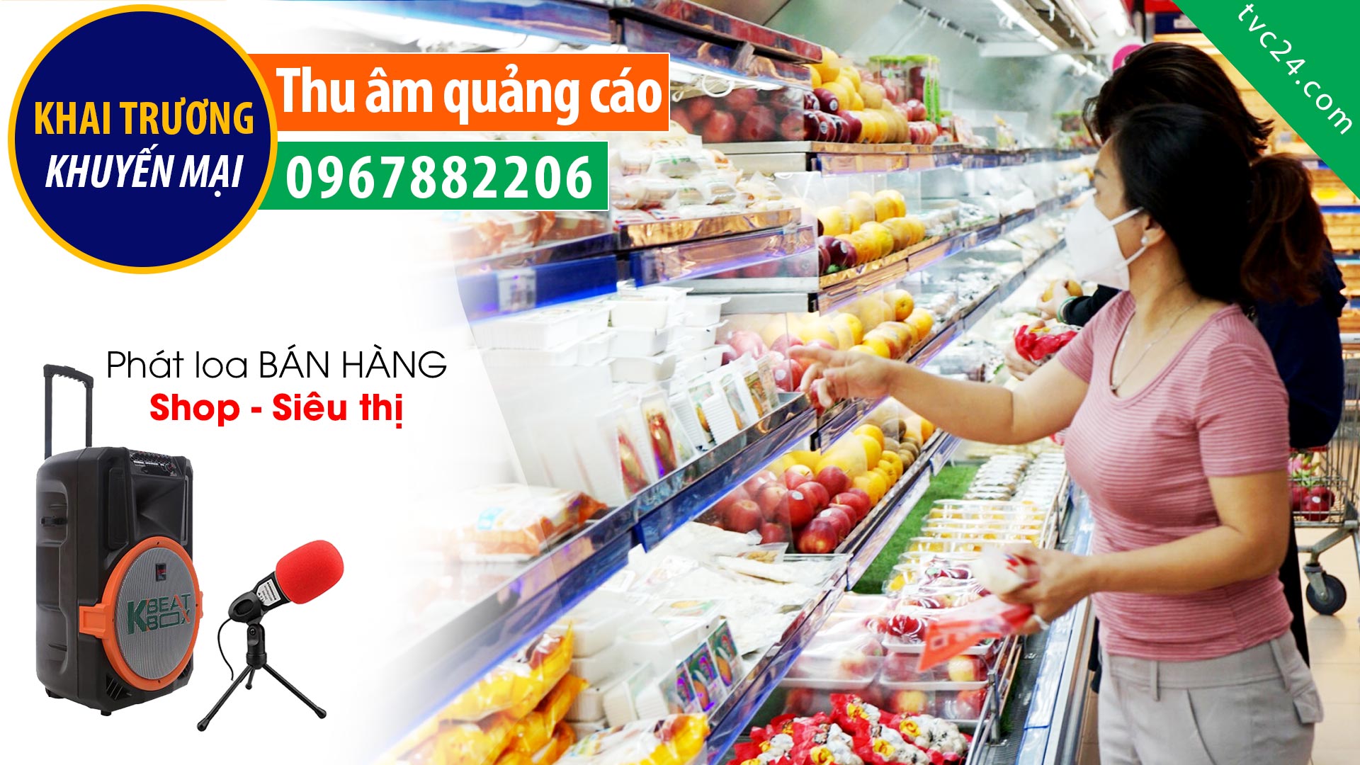 Ghi âm khai trương siêu thị Khánh Băng MC đọc Quảng cáo