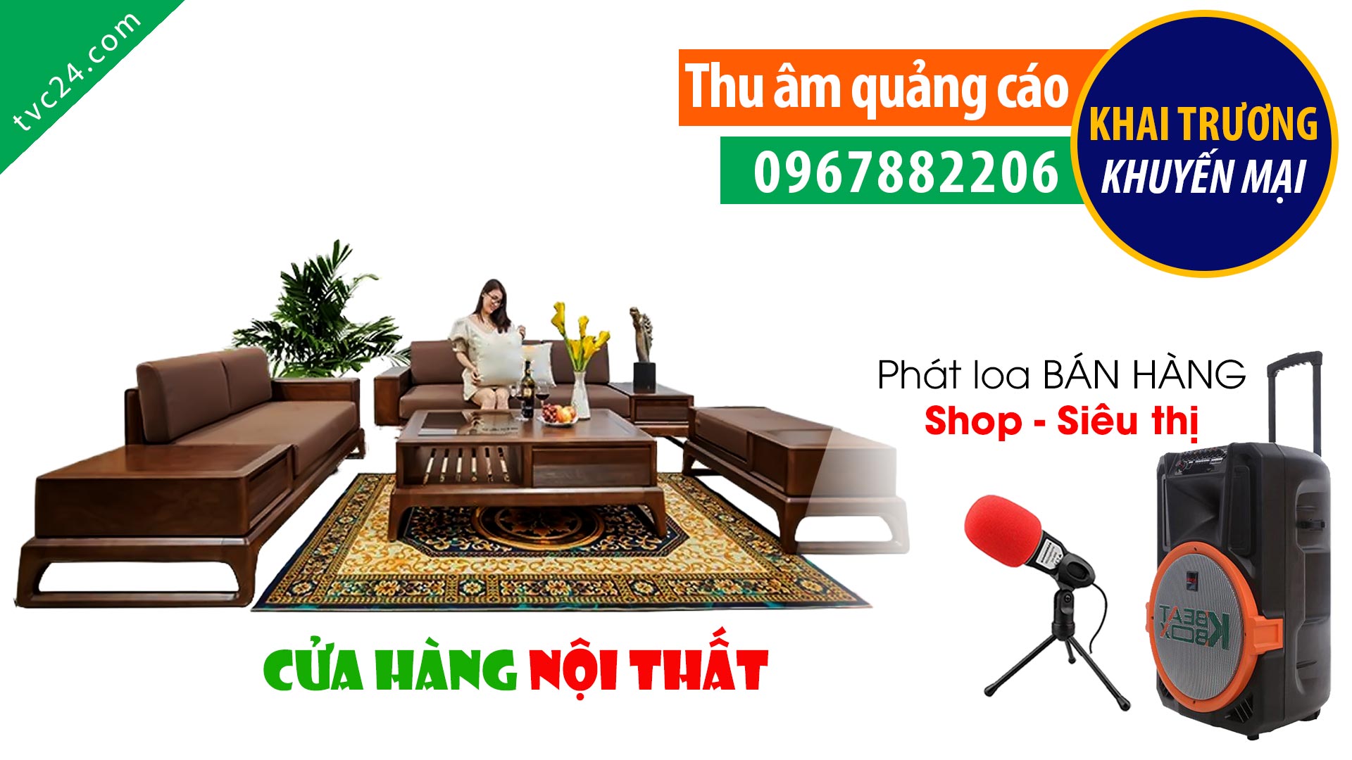 Thu âm khai trương cửa hàng nội thất Biên Thùy TVC24 đọc Quảng cáo