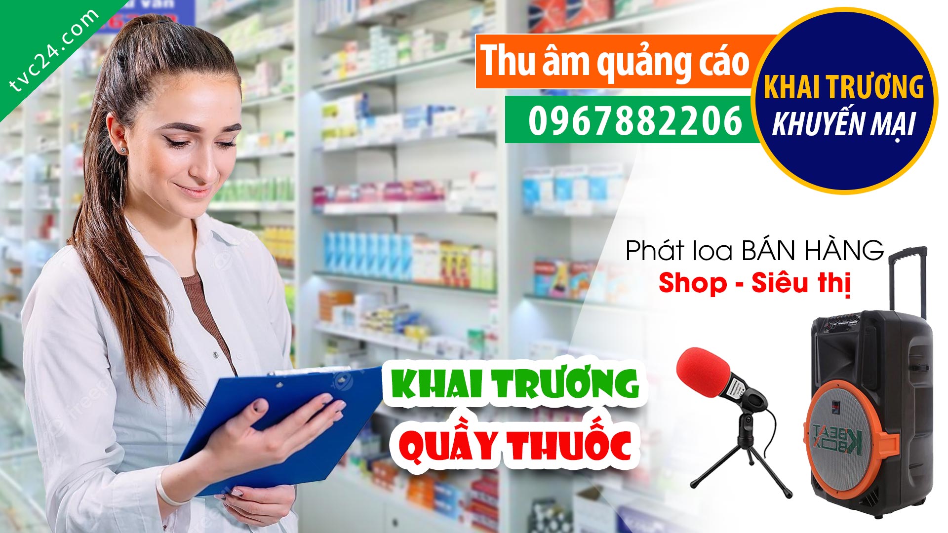 Thu âm quầy thuốc Ngọc Thoa tri ân khách hàng TVC24 đọc Quảng cáo