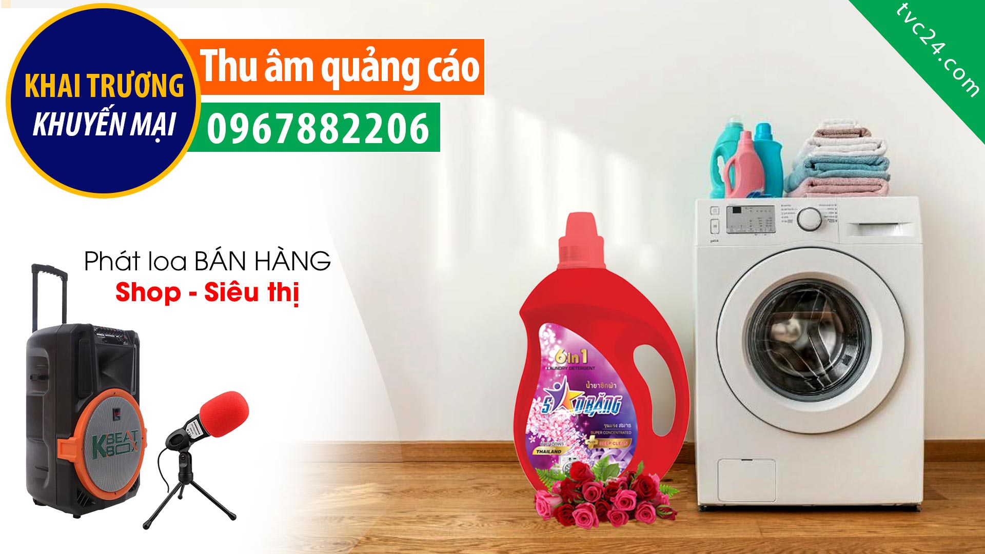  Thu âm quảng cáo bán hàng nước giặt Sao Băng siêu sạch siêu thơm