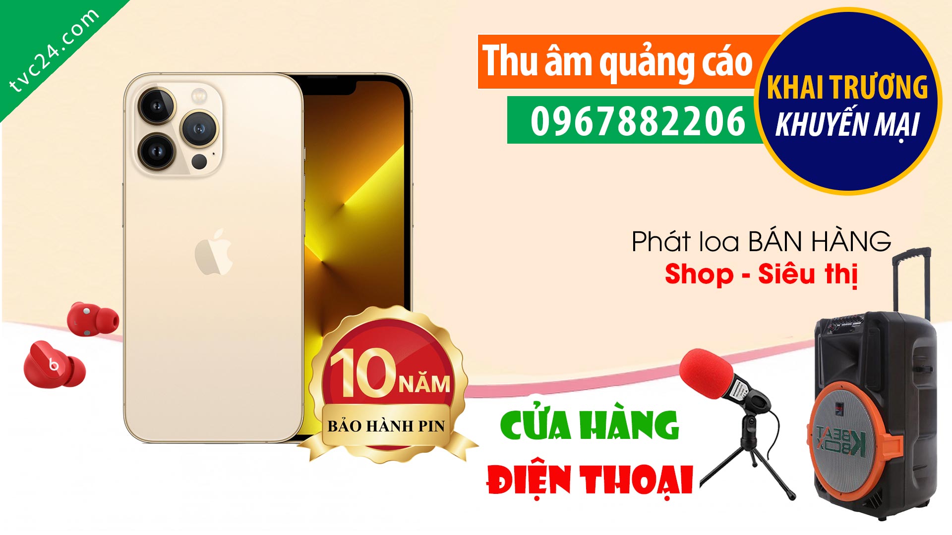 Thu âm Khai trương cửa hàng điện thoại di động Thiên Dũng