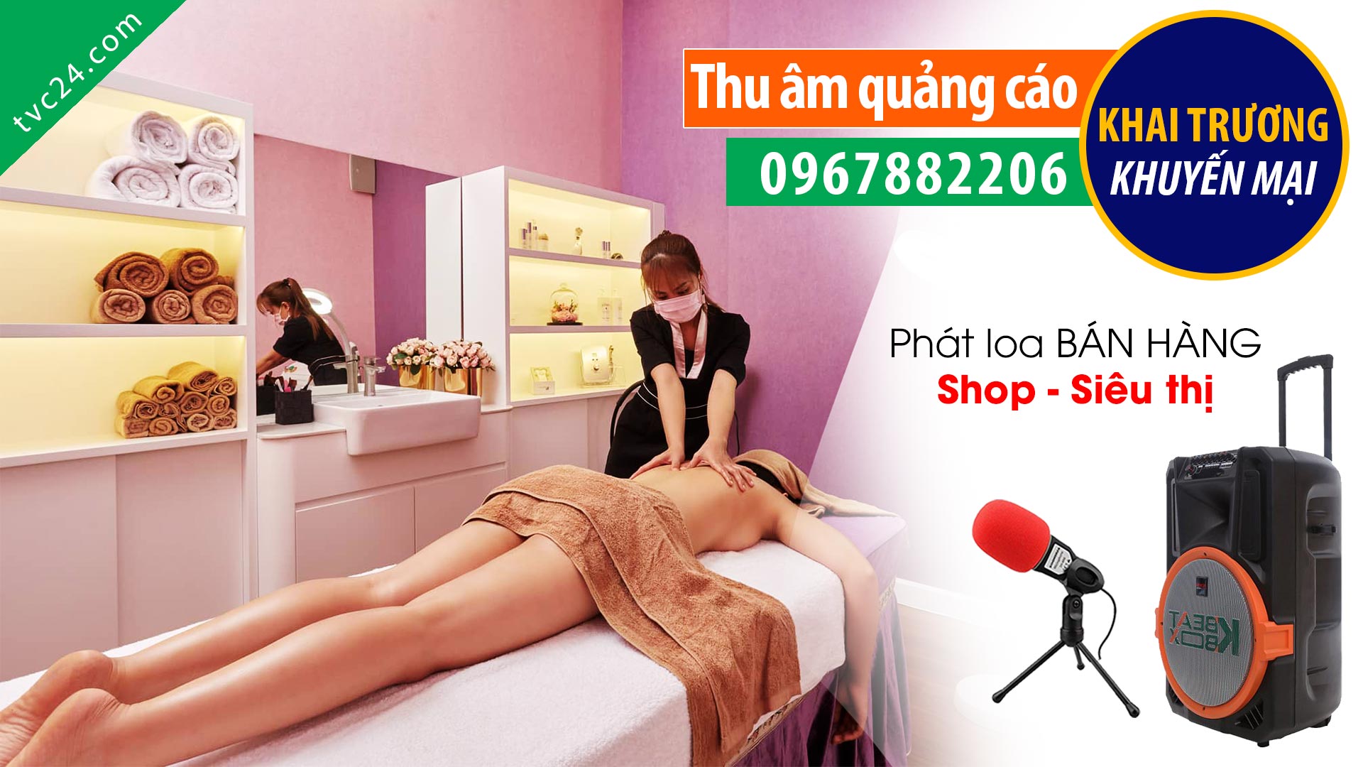 Thu âm khai trương spa Dịu Đổ Vỏ TVC24 đọc Khuyến mại