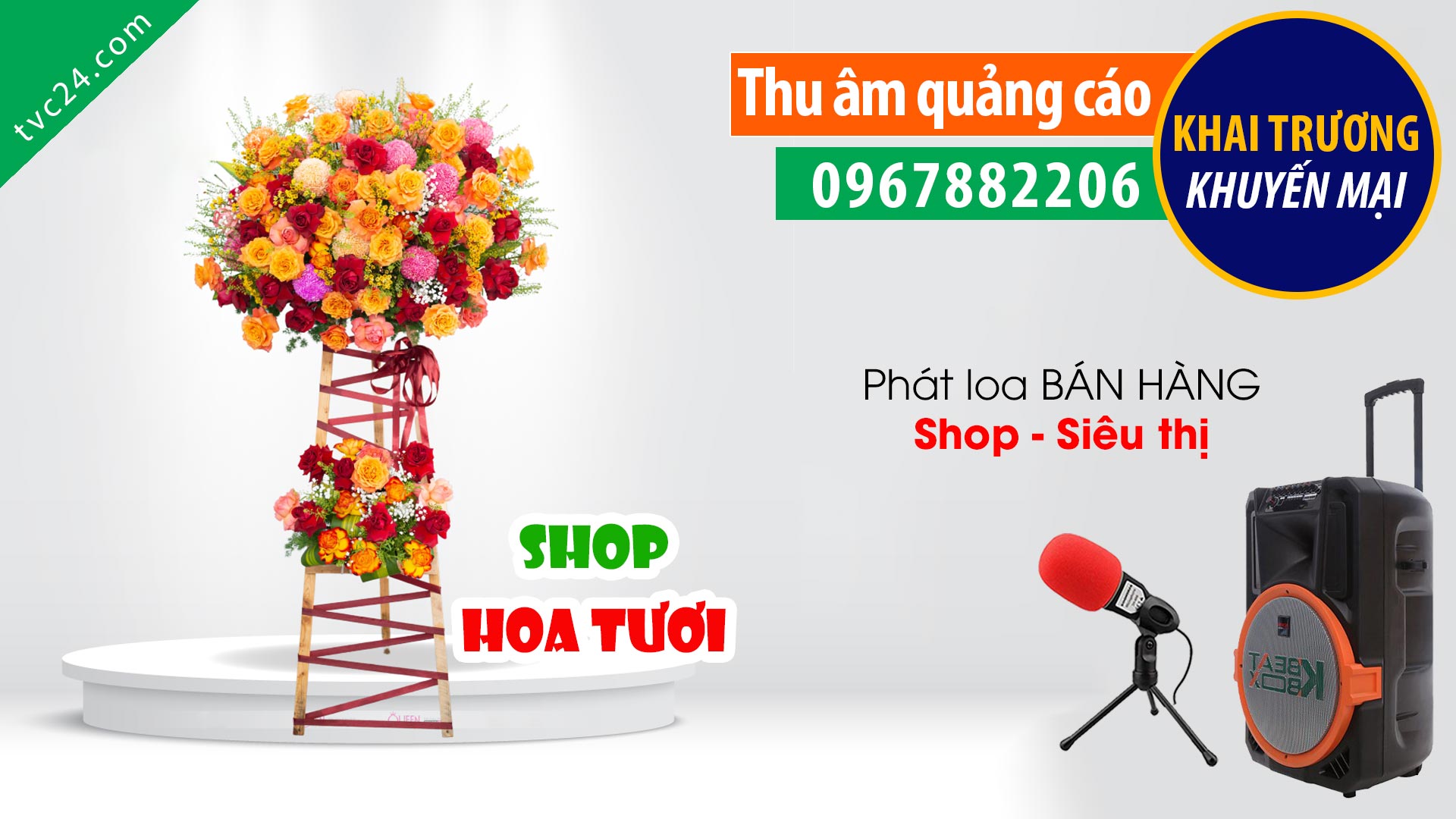 Thu âm khai trương Shop hoa tươi Hồng Nhung