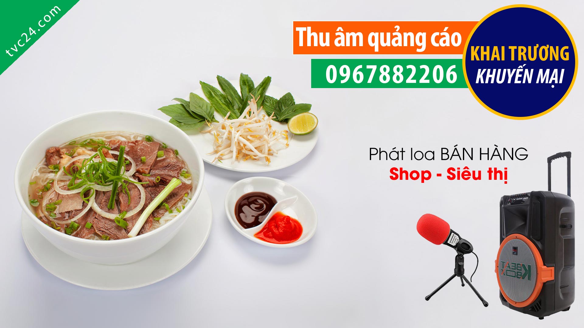 Thu âm khai trương phở bò Đức Hải thơm ngon chuẩn vị