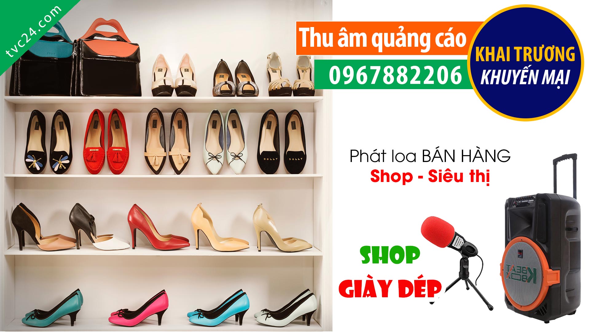 Thu âm quảng cáo shop giày dép EVASHOES TVC24 đọc bán hàng