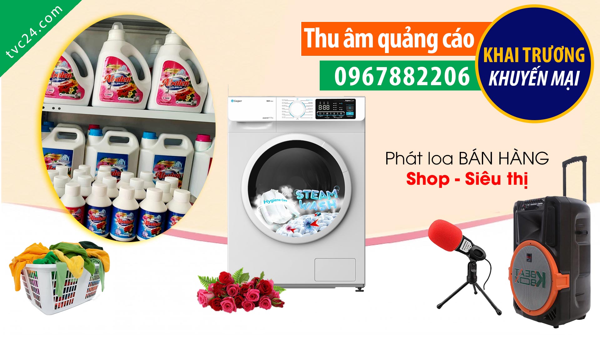 Thu âm quảng cáo bán nước giặt Abalen TVC24 đọc Khuyến mại giảm giá