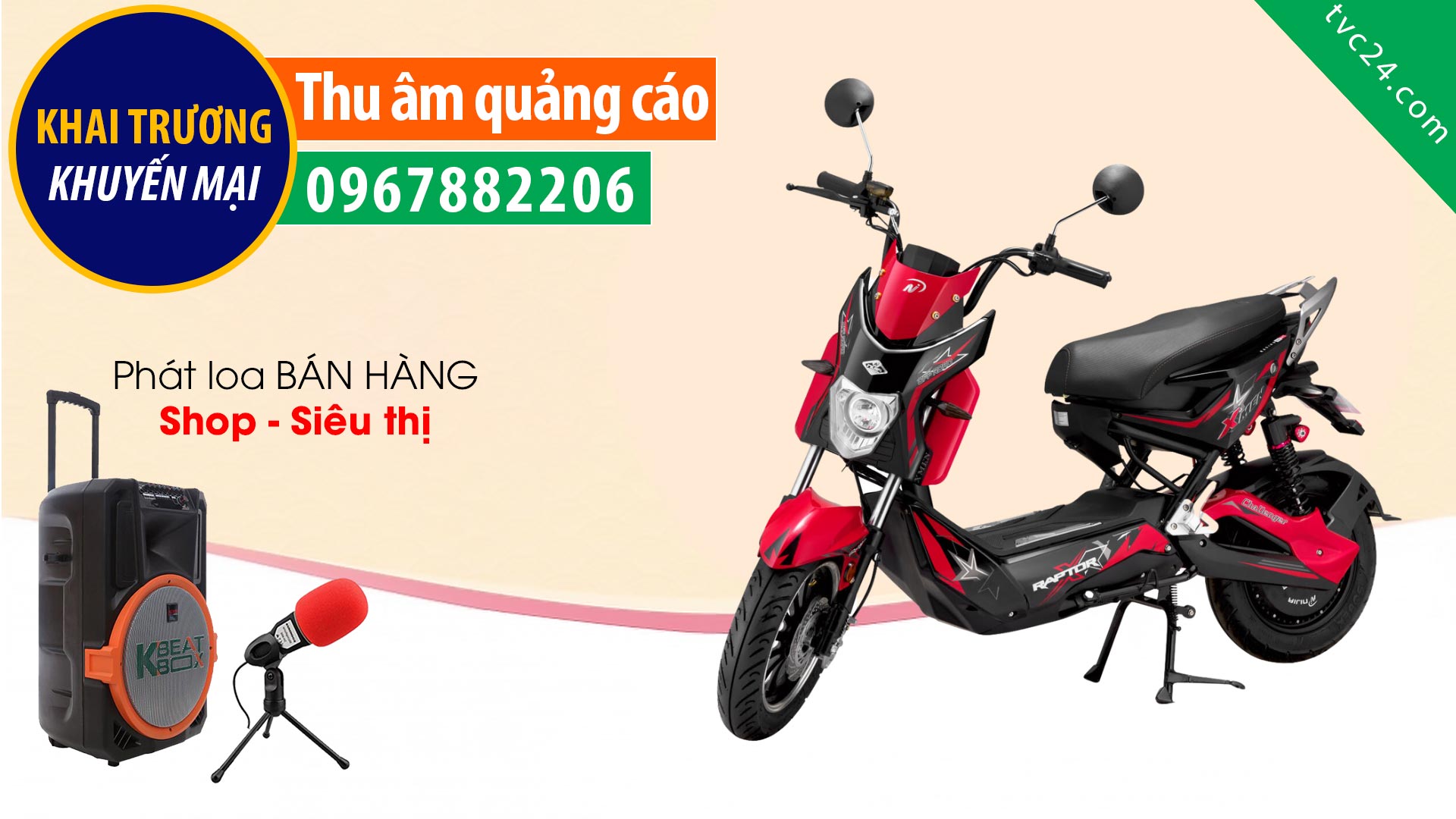 Thu âm Quảng cáo xe điện Thêm Hường MC đọc Khai trương