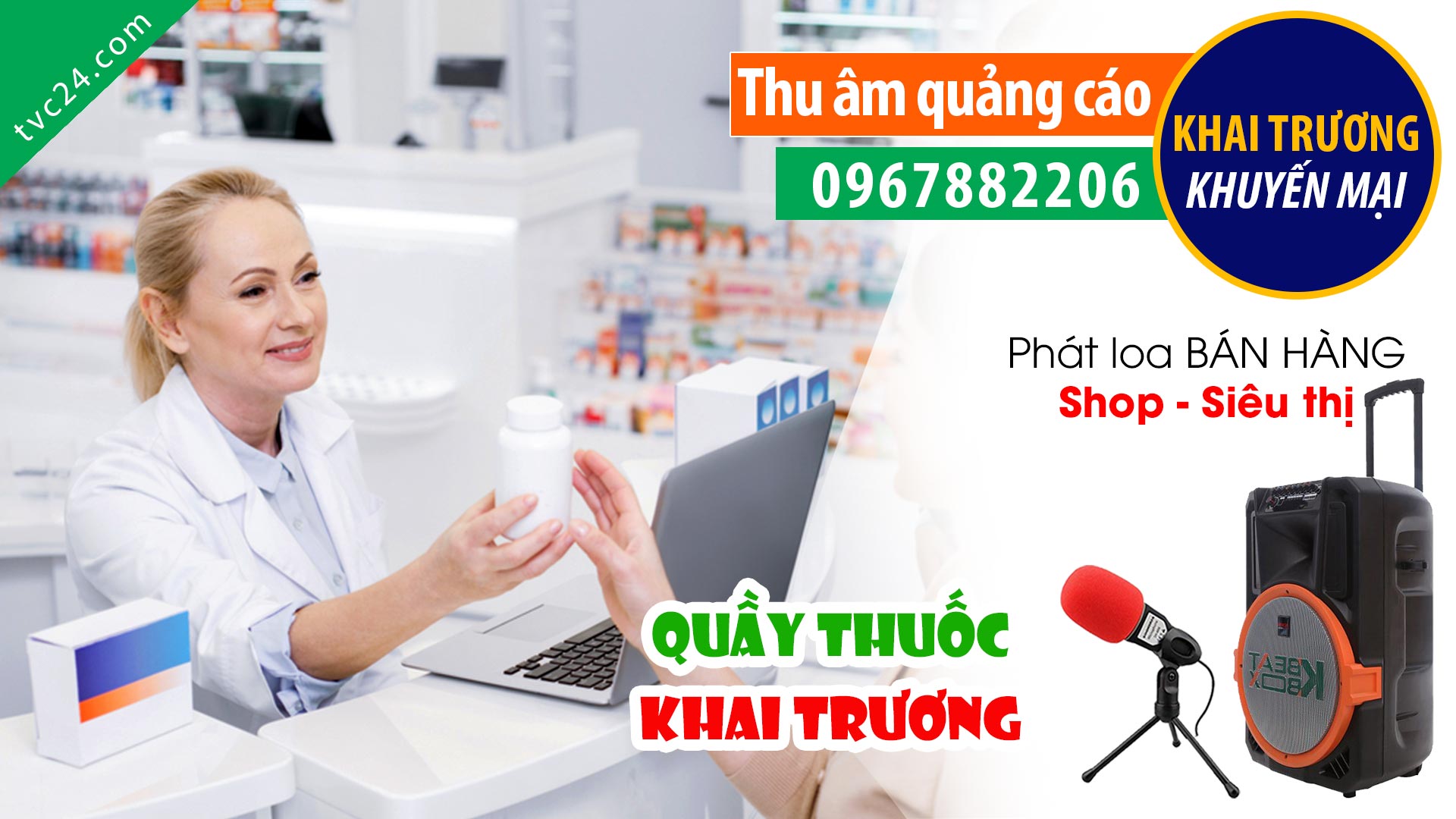 Thu âm khai trương nhà thuốc Minh Châu 175 TVC24 đọc Quảng cáo