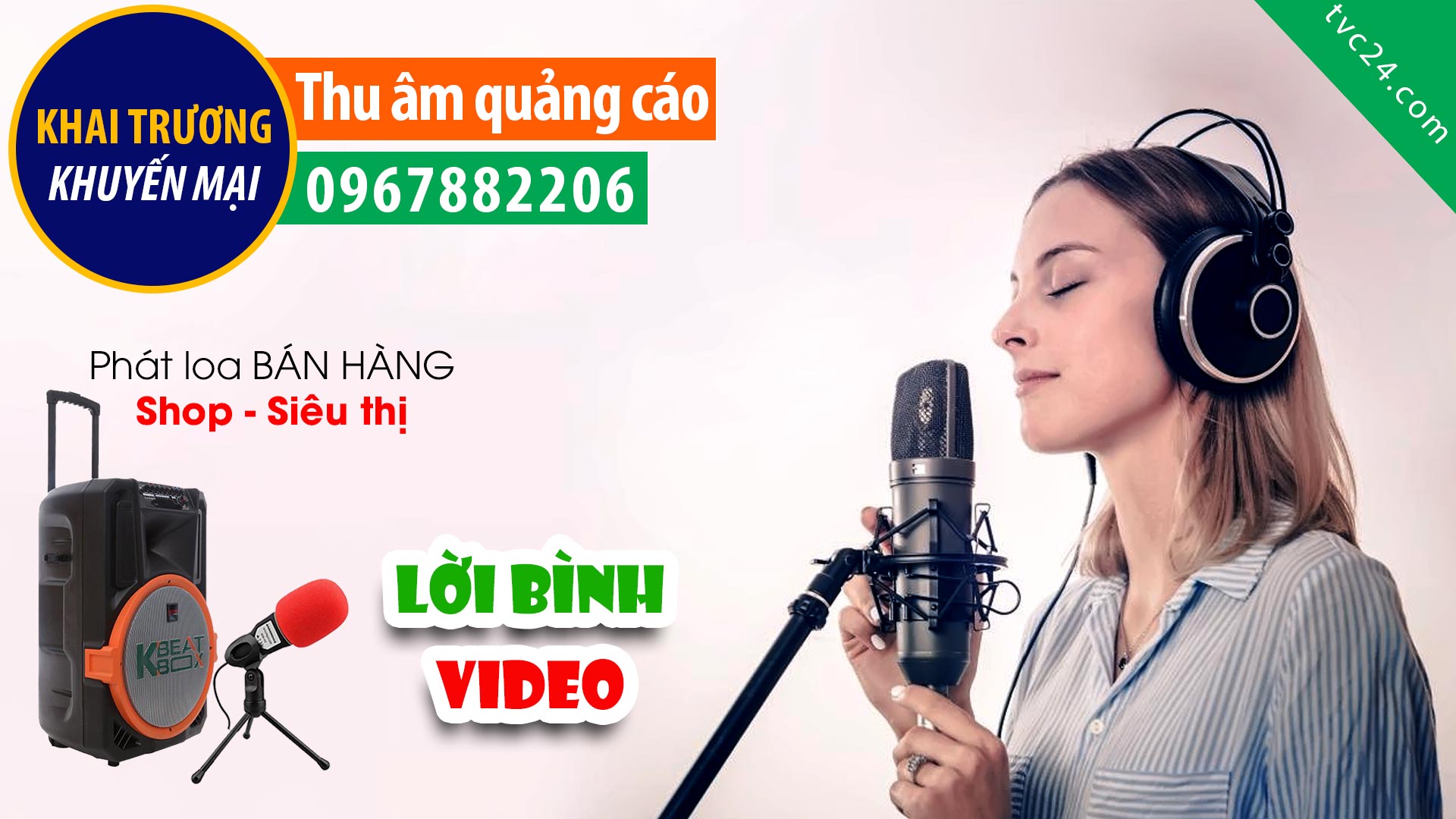 Thu âm lời bình video trương THCS Song Phương TVC24 đọc Quảng cáo