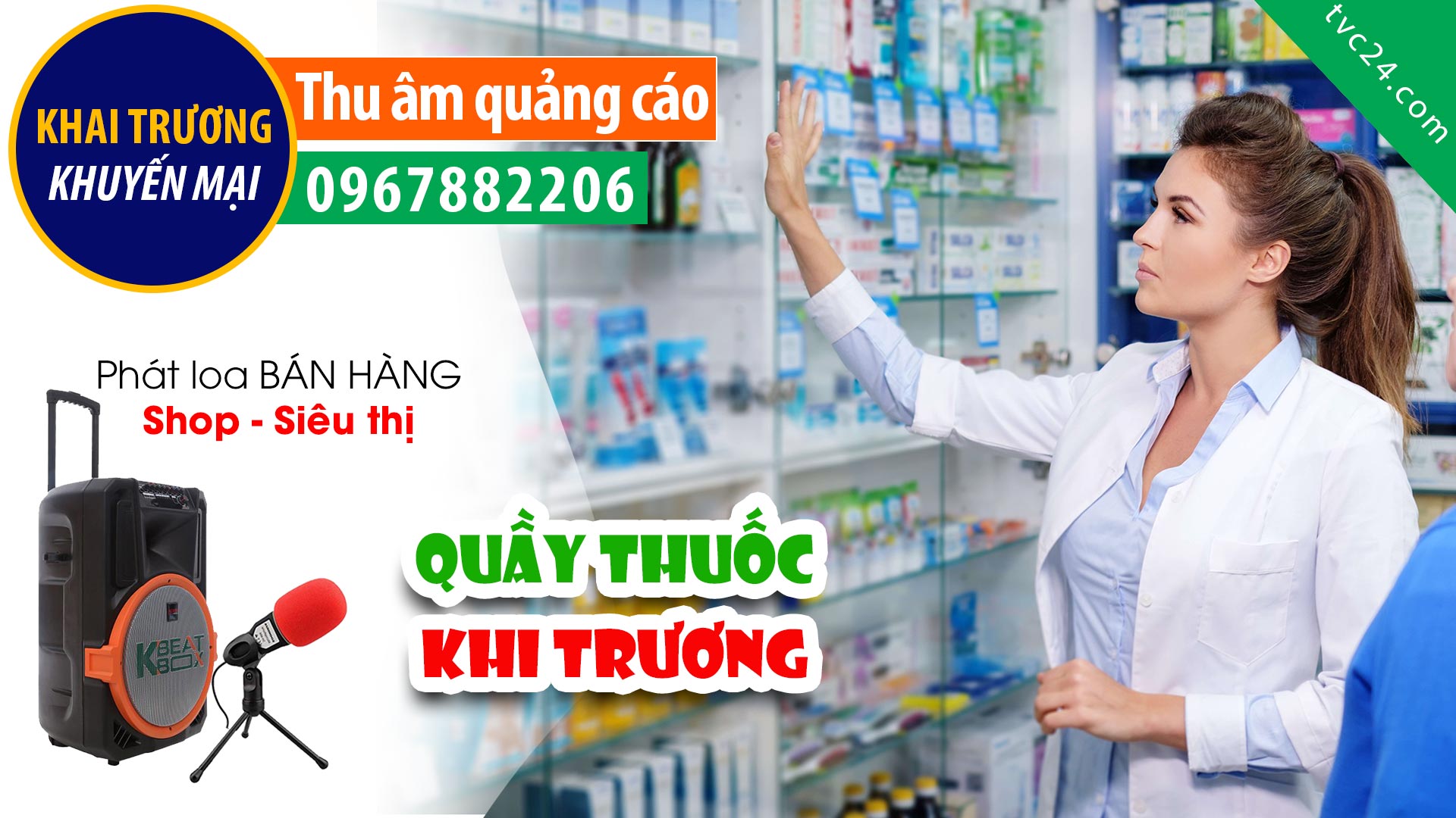 Thu âm Khai trương quần thuốc Bảo An MC đọc quảng cáo Bán hàng