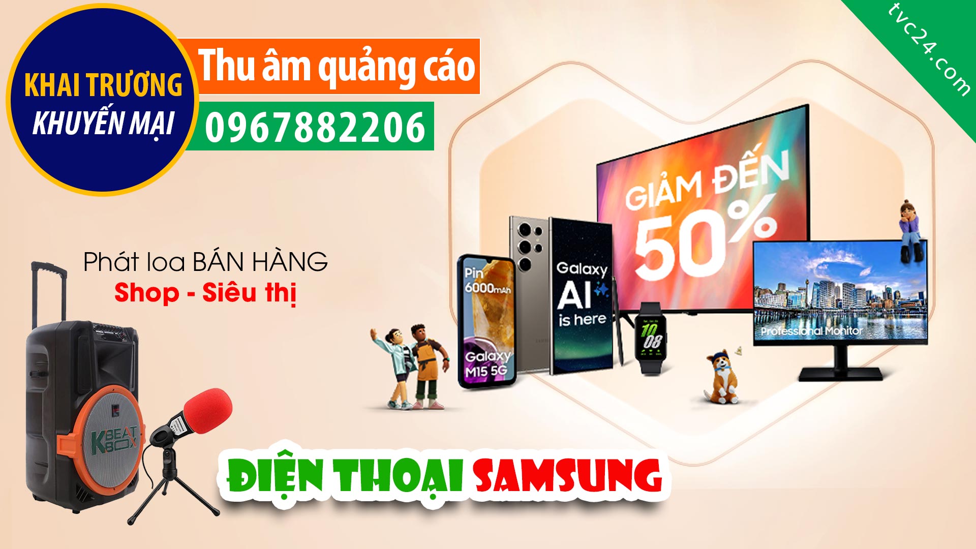 Thu âm quảng cáo Tech5 ngày hồi điện thoại phụ kiện Samsung