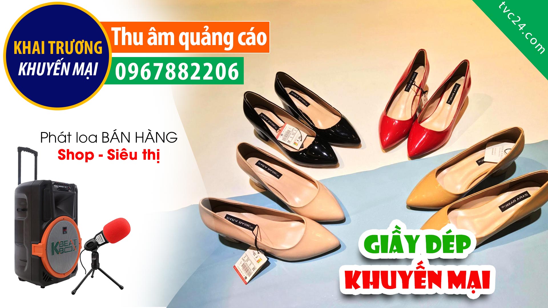 Thu âm khai trương shop giày dép Lý Nhã Kỳ MC đọc hấp dẫn