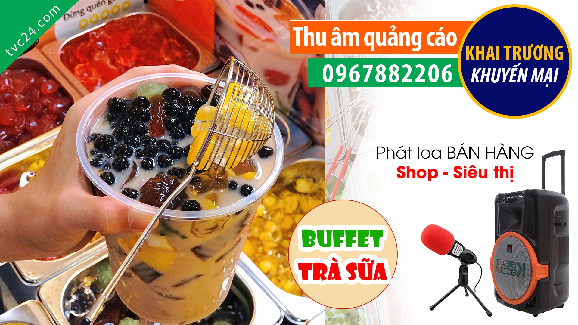 Thu âm Quảng cáo buffet trà sữa Green bay coffee MC đọc Khuyến mại