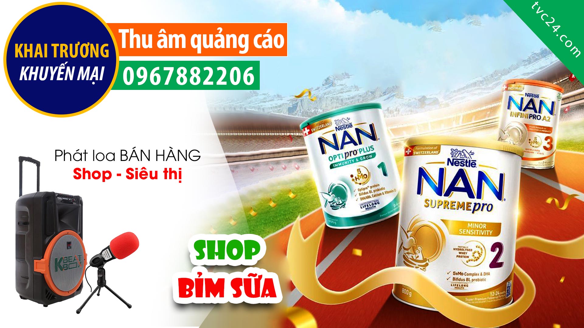 Ghi âm quảng cáo shop khai trương sữa bỉm Phương Dung