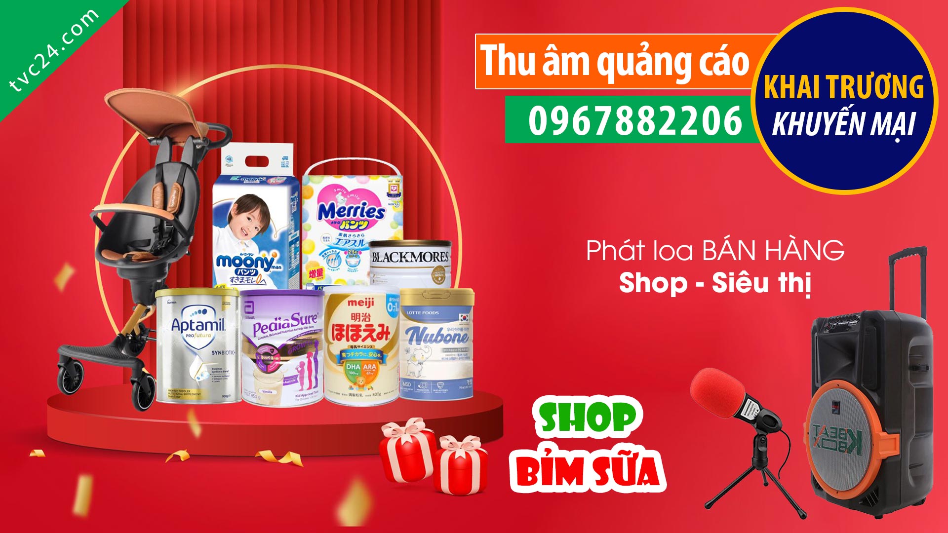 Thu âm quảng cáo shop bỉm sữa Sasa baby MC đọc Quảng cáo cuốn hut