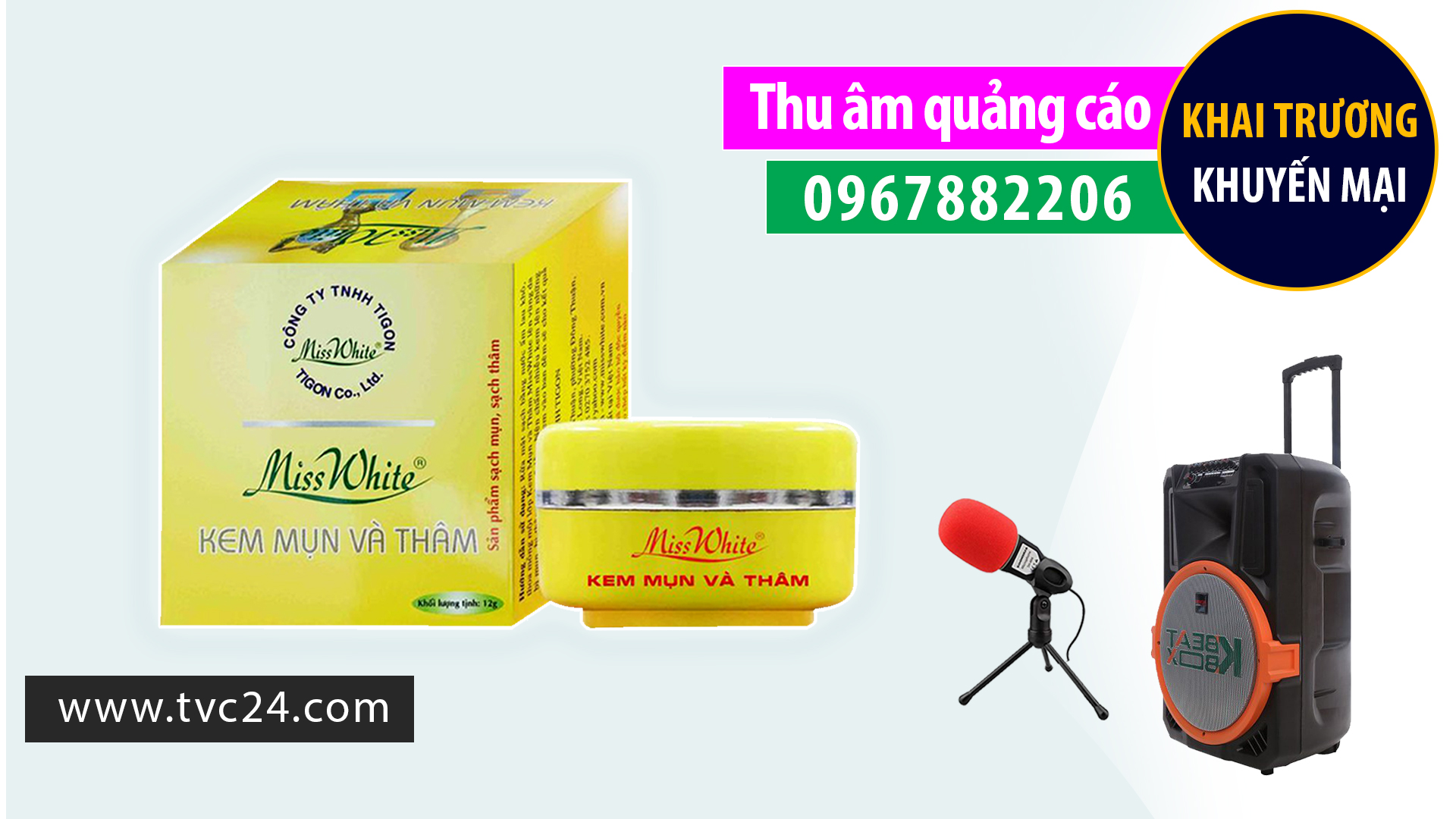Thu âm đọc lời bình TVC quảng cáo mỹ phẩm MISS WHITE giọng MC nữ đài HTV 0967882206
