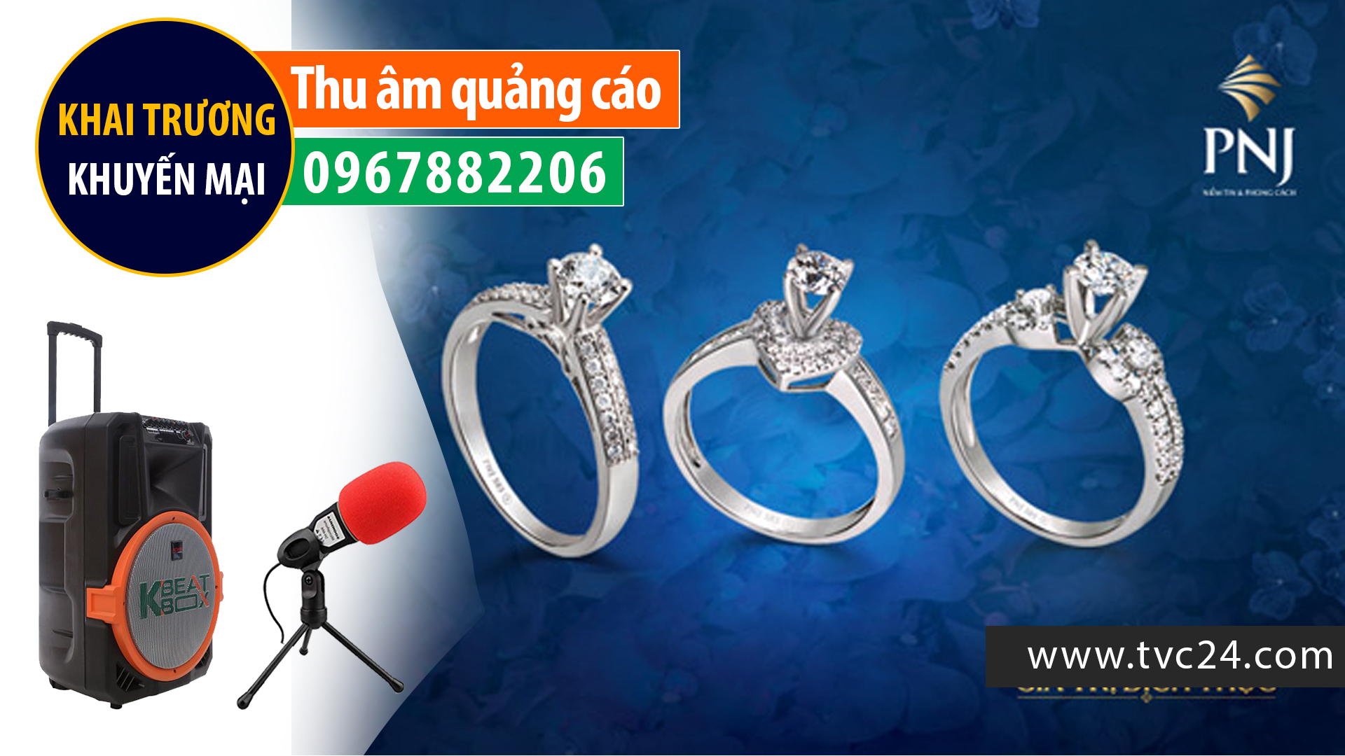 Thu âm lơi binh quảng cáo trang sức PNJ giọng đọc MC nữ đài truyền hình HTV