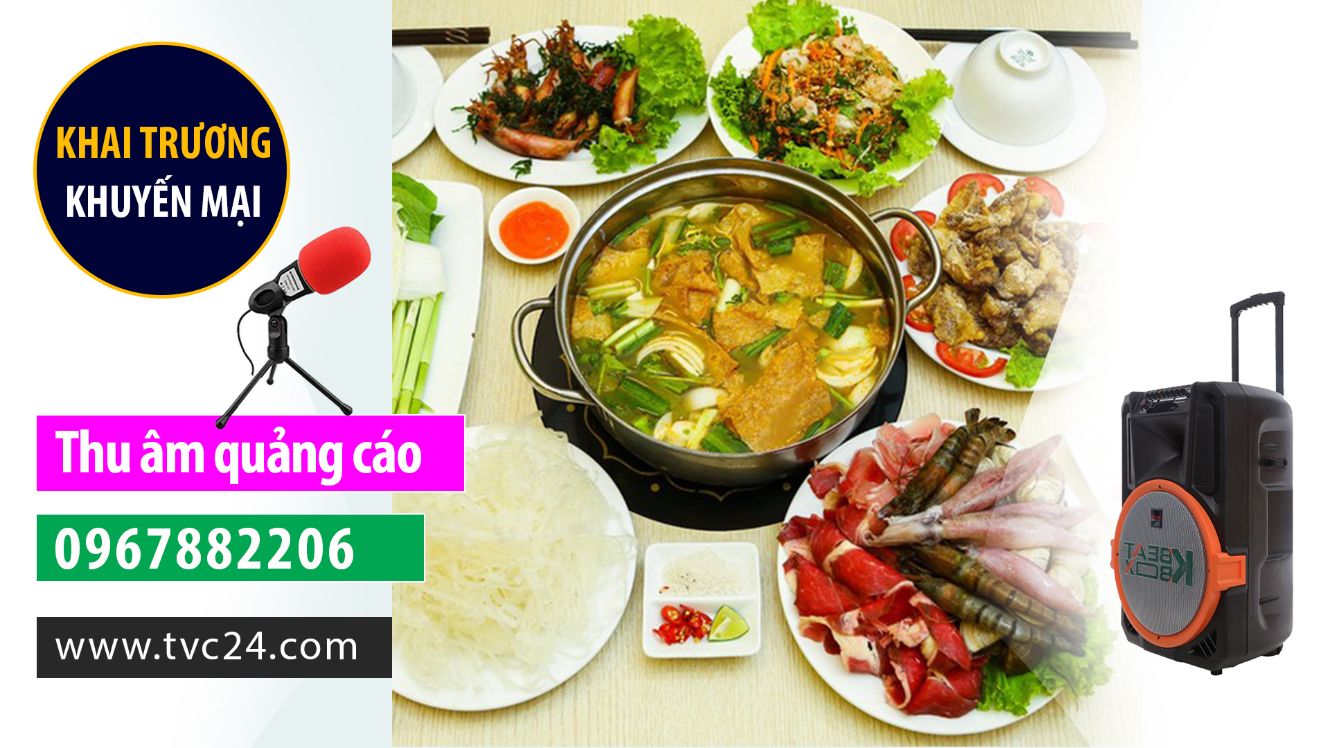 Thu âm nhà hàng 20 PAI ghi âm quảng cáo phát loa khai trương