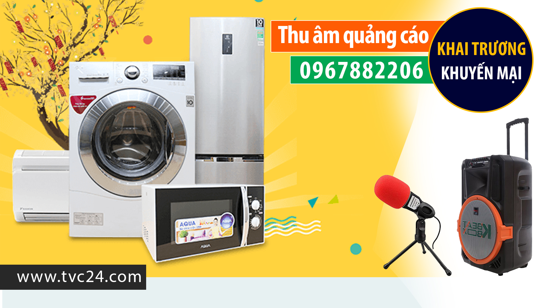 Thu âm khai trương điện tử điện lạnh Thành Hiền TVC24 ghi âm quảng cáo khuyến mại giọng MC đài VTV