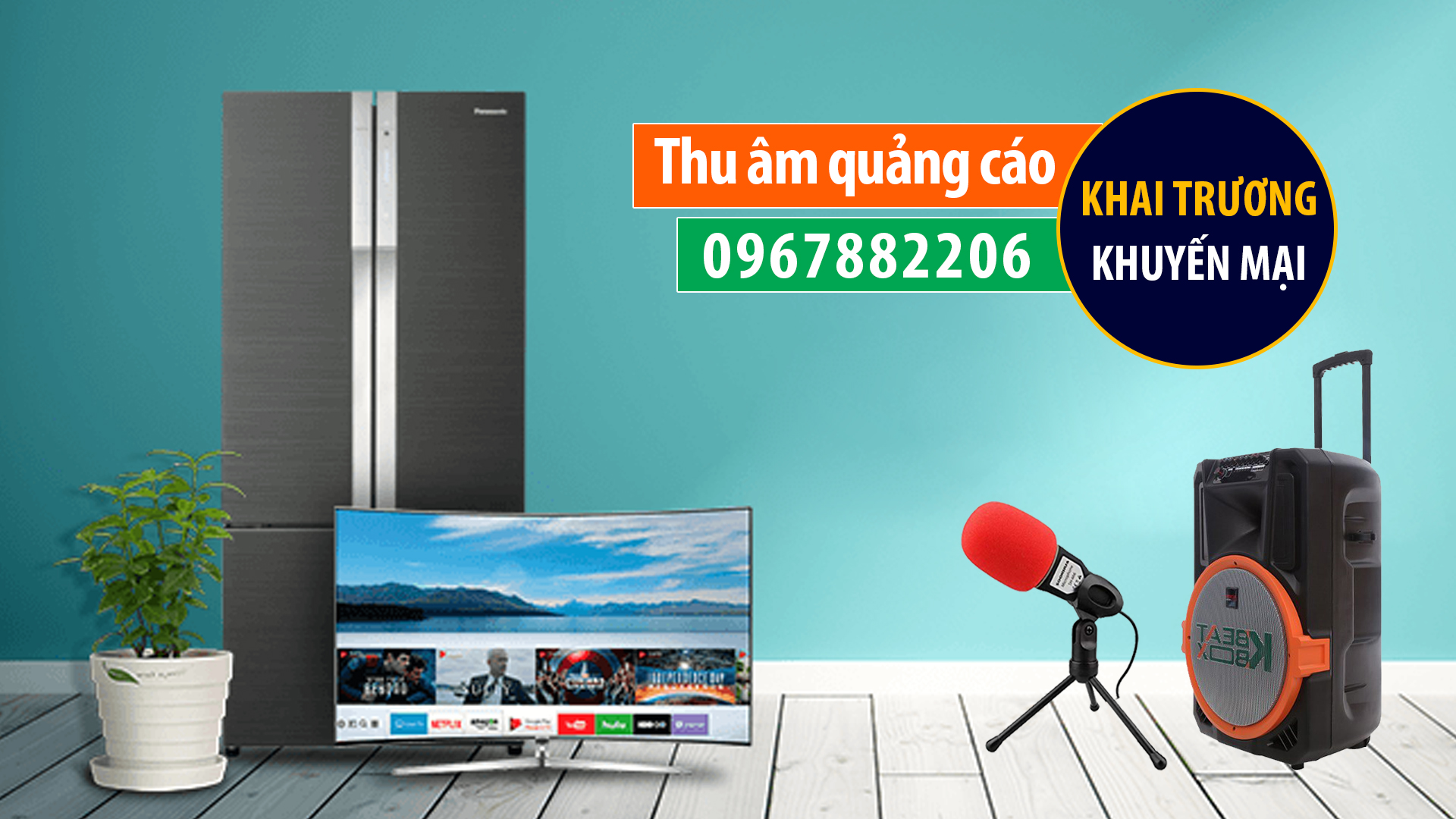 Thu âm khai trương nội thất Tuấn Hoa MC đài VTV đọc quảng cáo