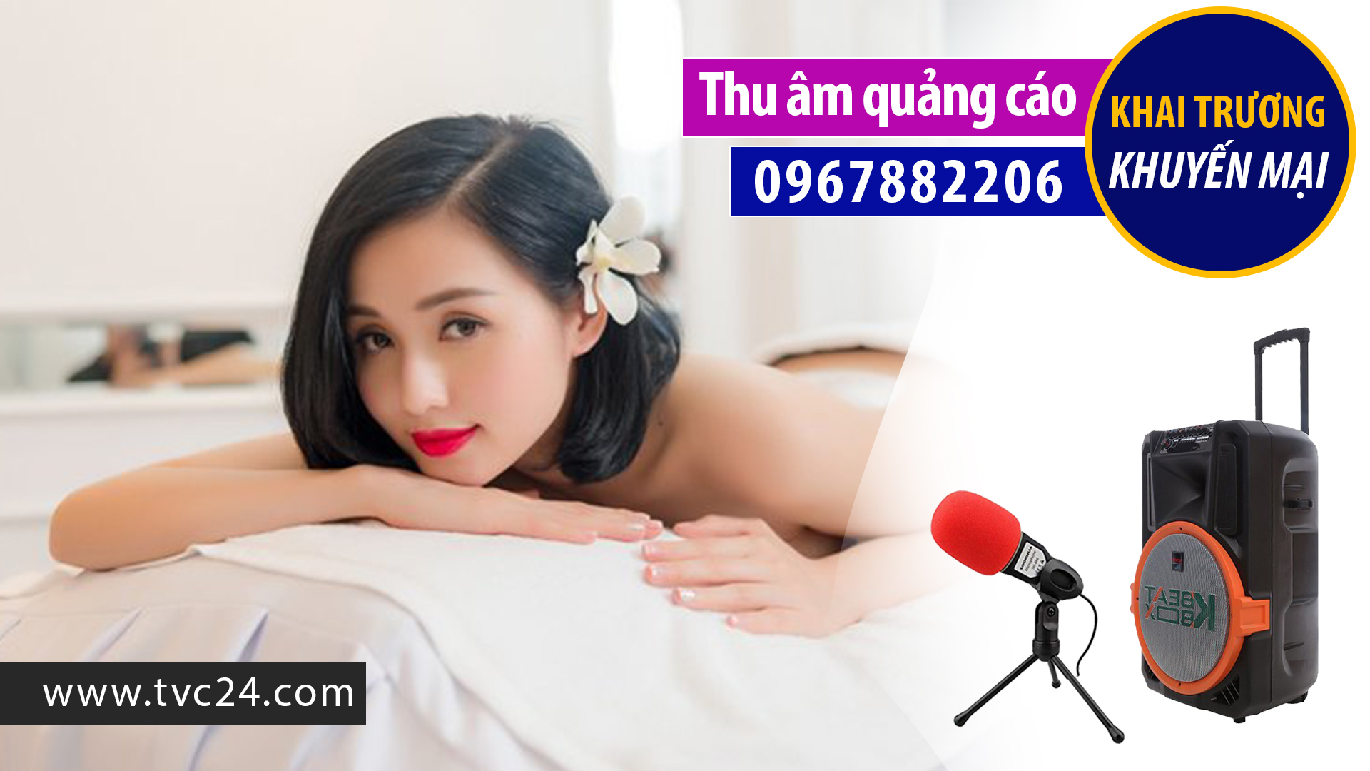Thu âm quảng cáo khai trương Bống Xinh Spa MC đọc lời bình 0967882206
