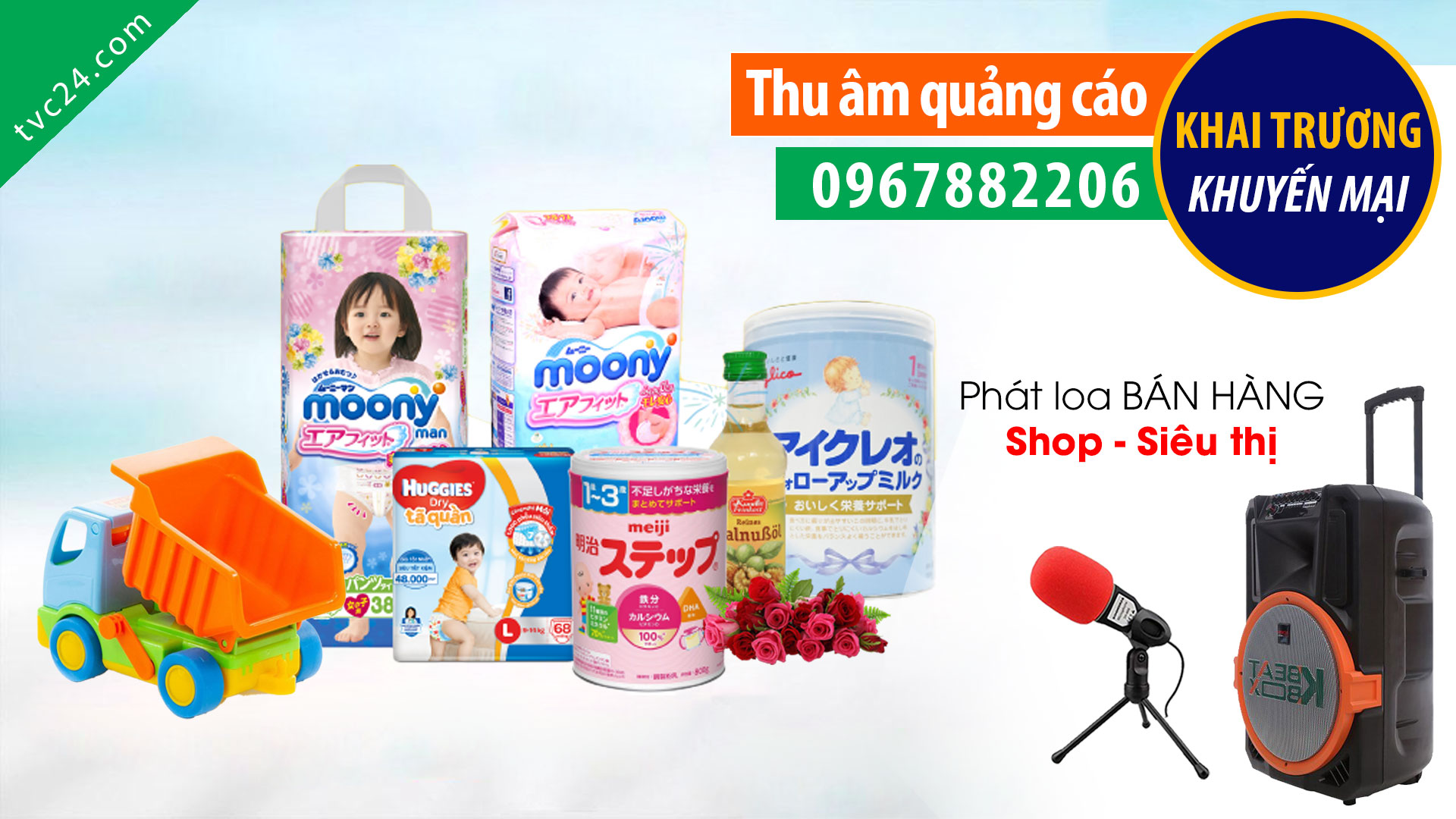Thu âm quảng cáo khai trương thế giới Sữa bỉm Thủy Thuỷ
