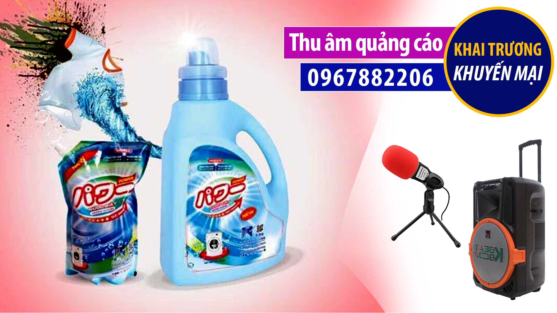 Thu âm quảng cáo nước giặt Power Nhật Bản MC đọc quảng cáo bán hàng 096788220