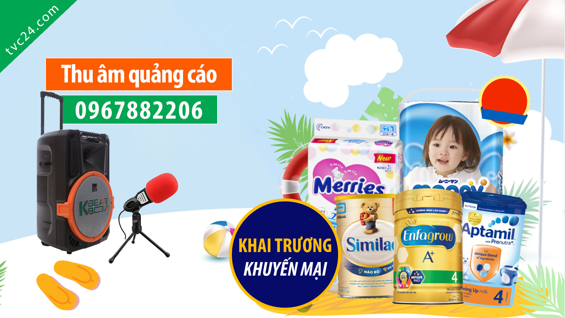 Thu âm khai trương siêu thị sữa Đạt Phát MC đọc phát loa