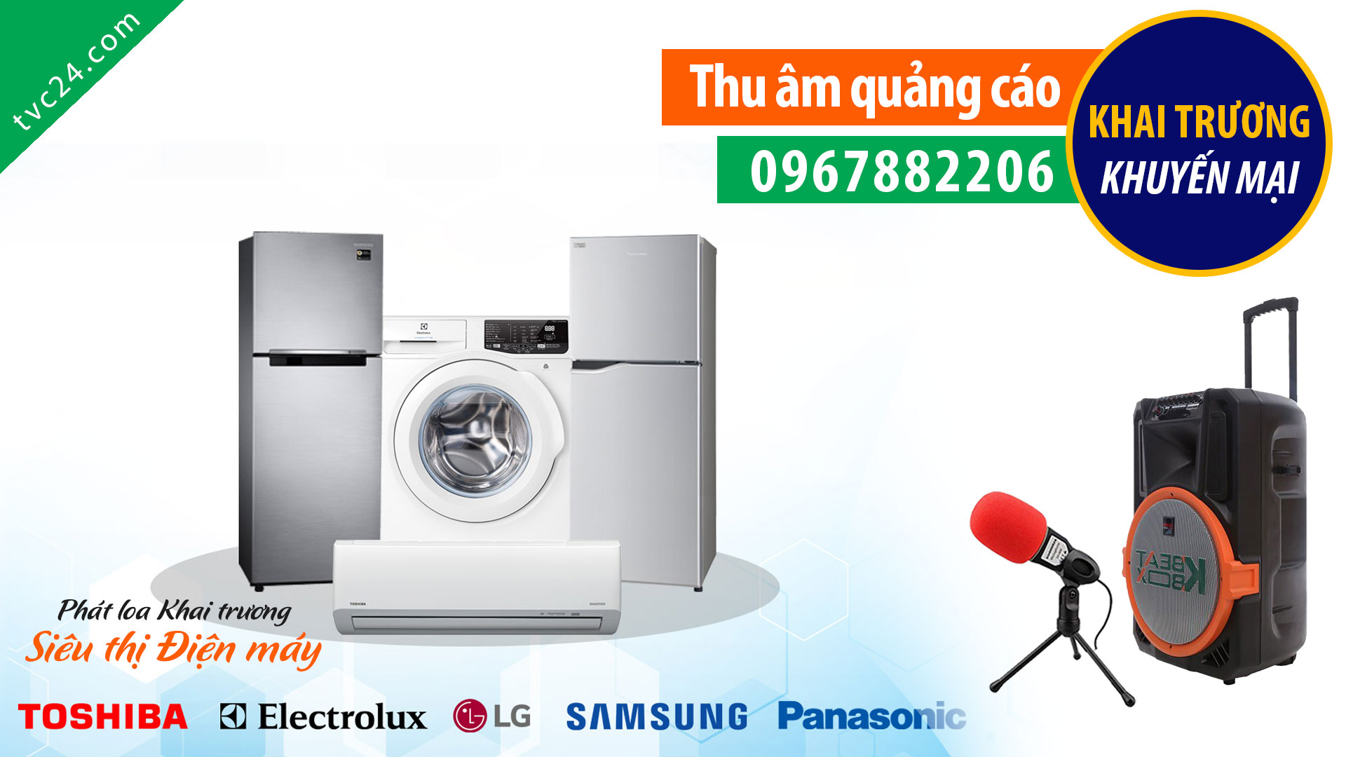 Thu âm quảng cáo Điện máy Anh Phượng MC đọc khuyến mại khai trương