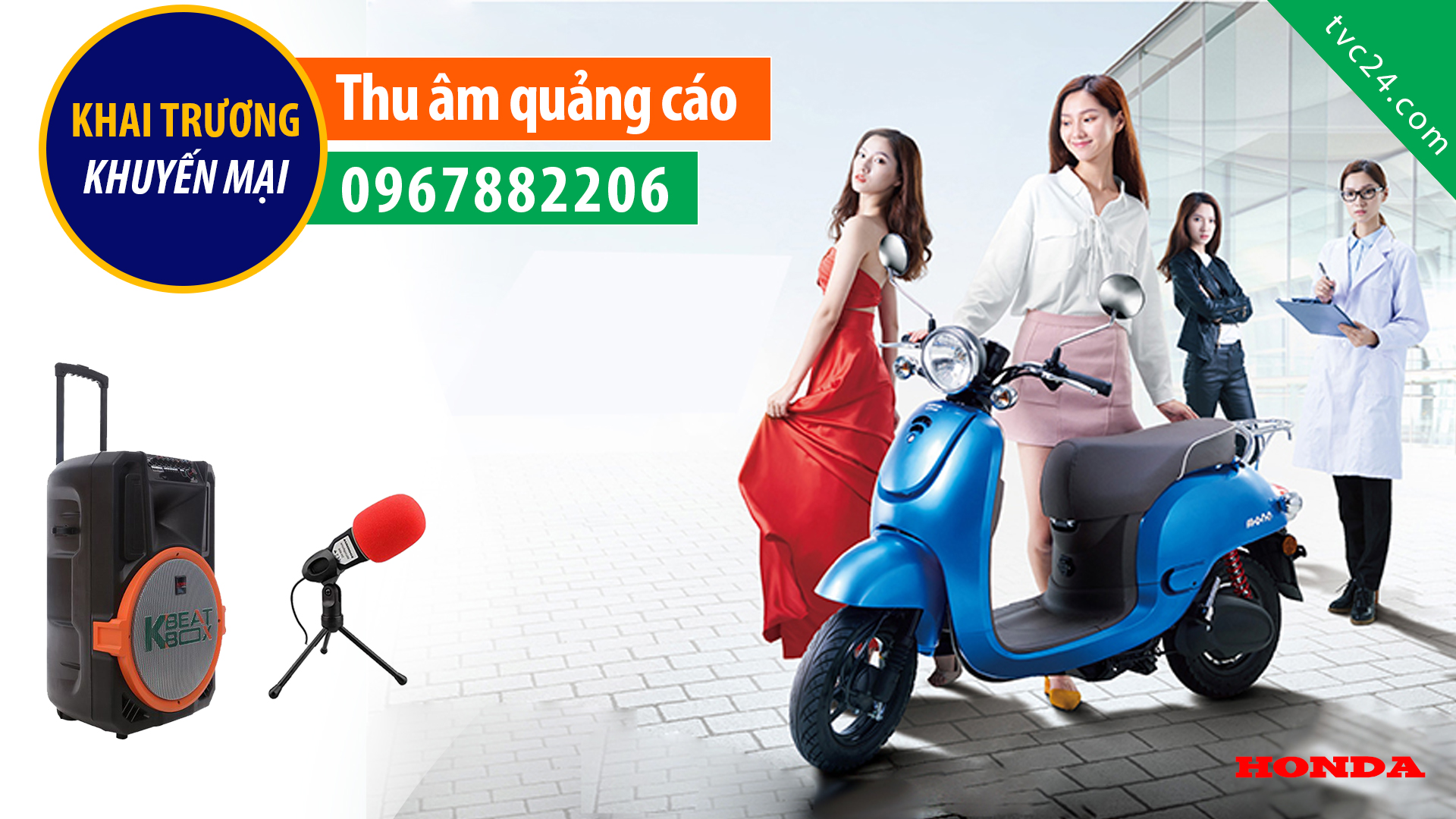 Thu âm quảng cáo Thế giới xe điện Hưng Thanh MC đọc khai trương khuyến mại
