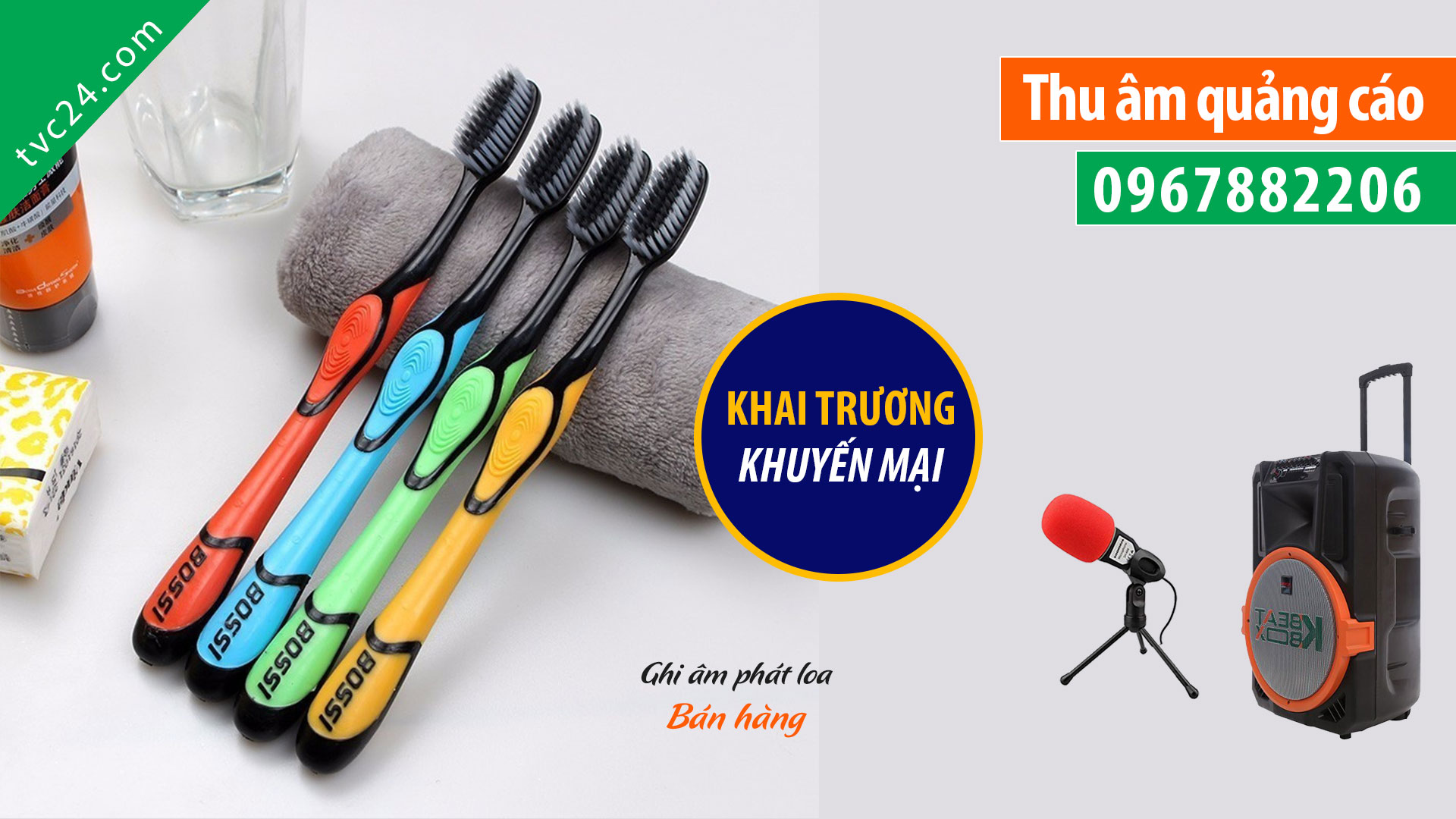 Thu âm quảng cáo bàn chải đánh răng Bossi kháng khuẩn MC ghi âm