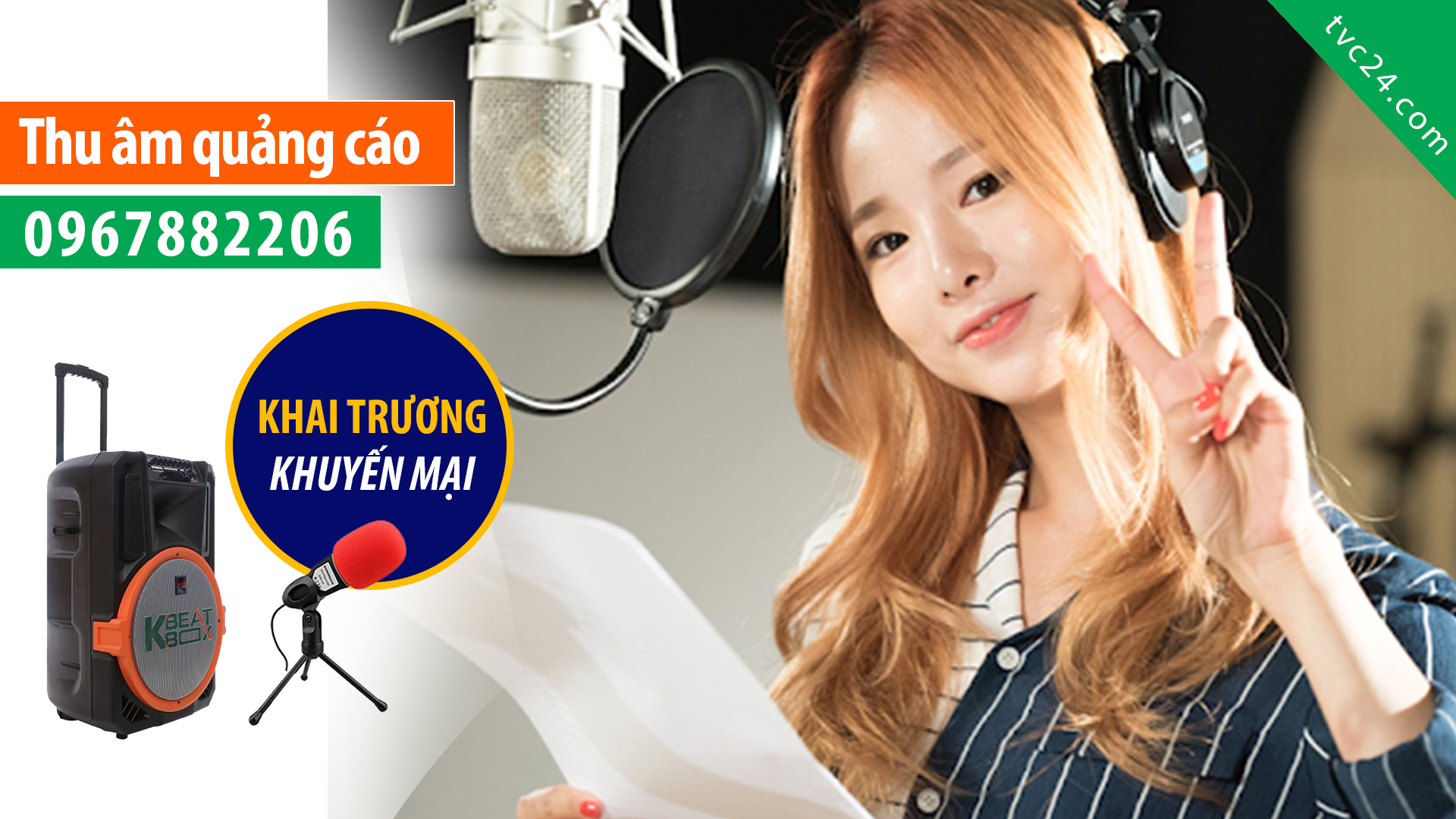 Thu âm khai trương Trung tâm Vật liệu Dũng Huyền MC đọc quảng cáo