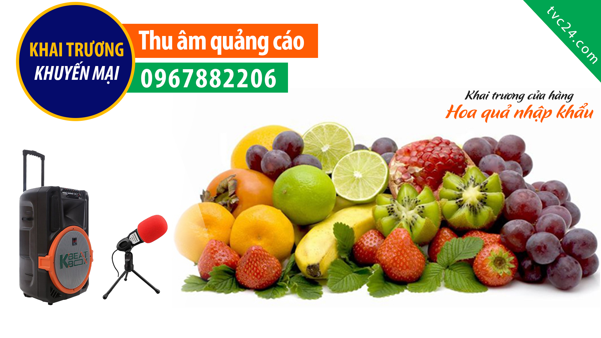 Thu âm quảng cáo cửa hàng hoa quả Chú Béo Food MC đọc phát loa