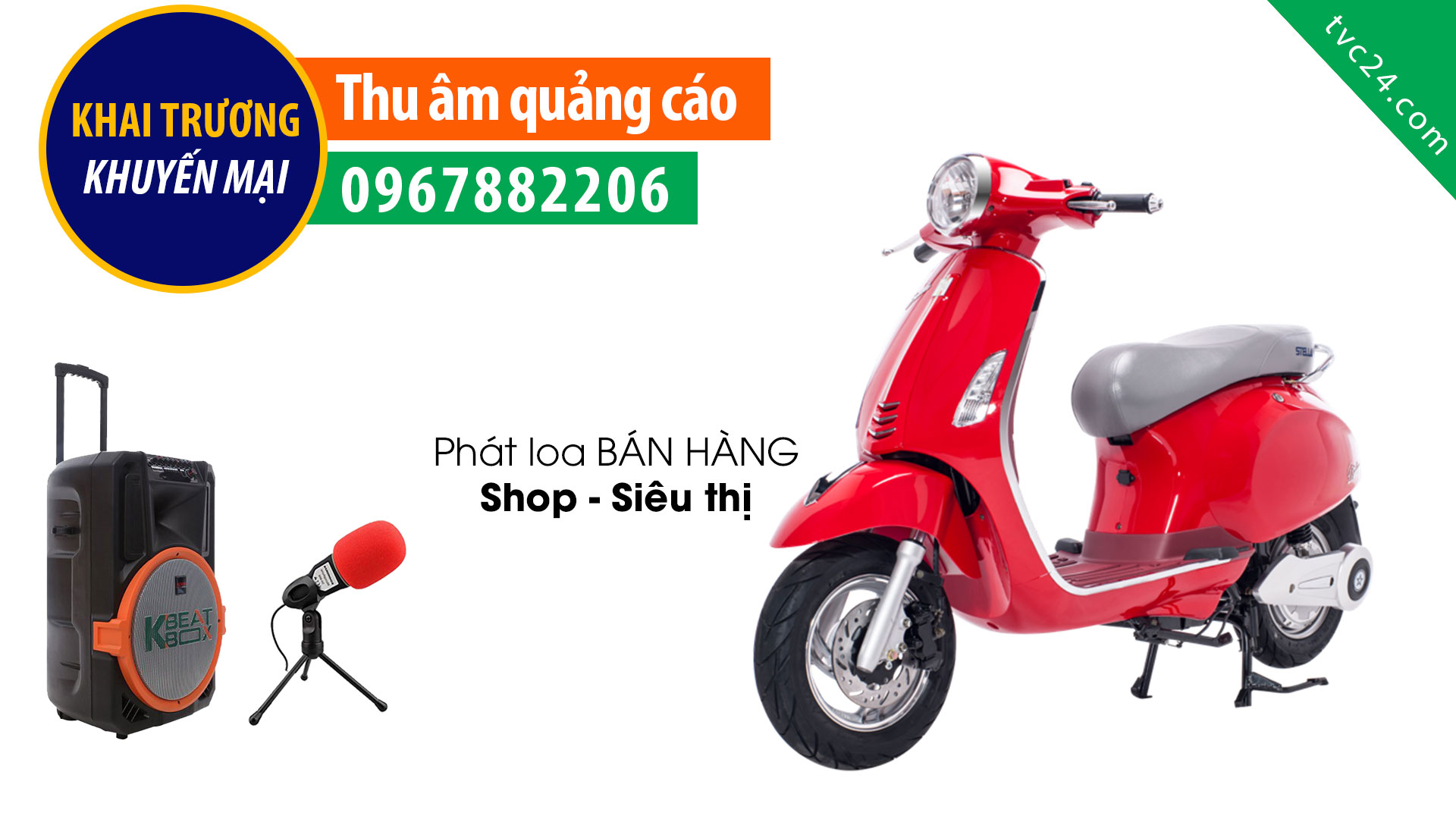 Thu âm quảng cáo Thế giới xe điện Hưng Thanh MC đọc lời bình phát loa
