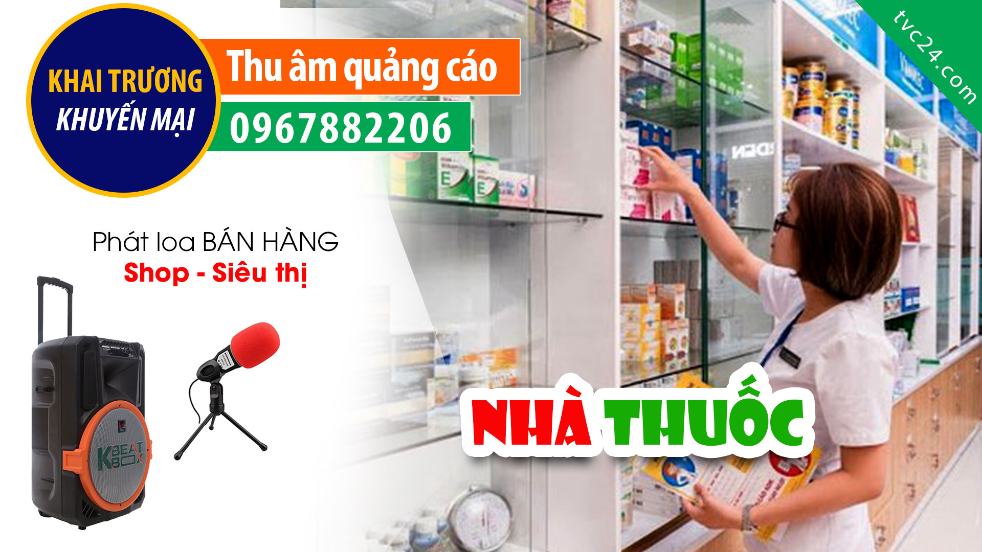 Thu âm khai trương Nhà Thuốc Nguyên Khang MC nữ đọc quảng cáo khuyến mại