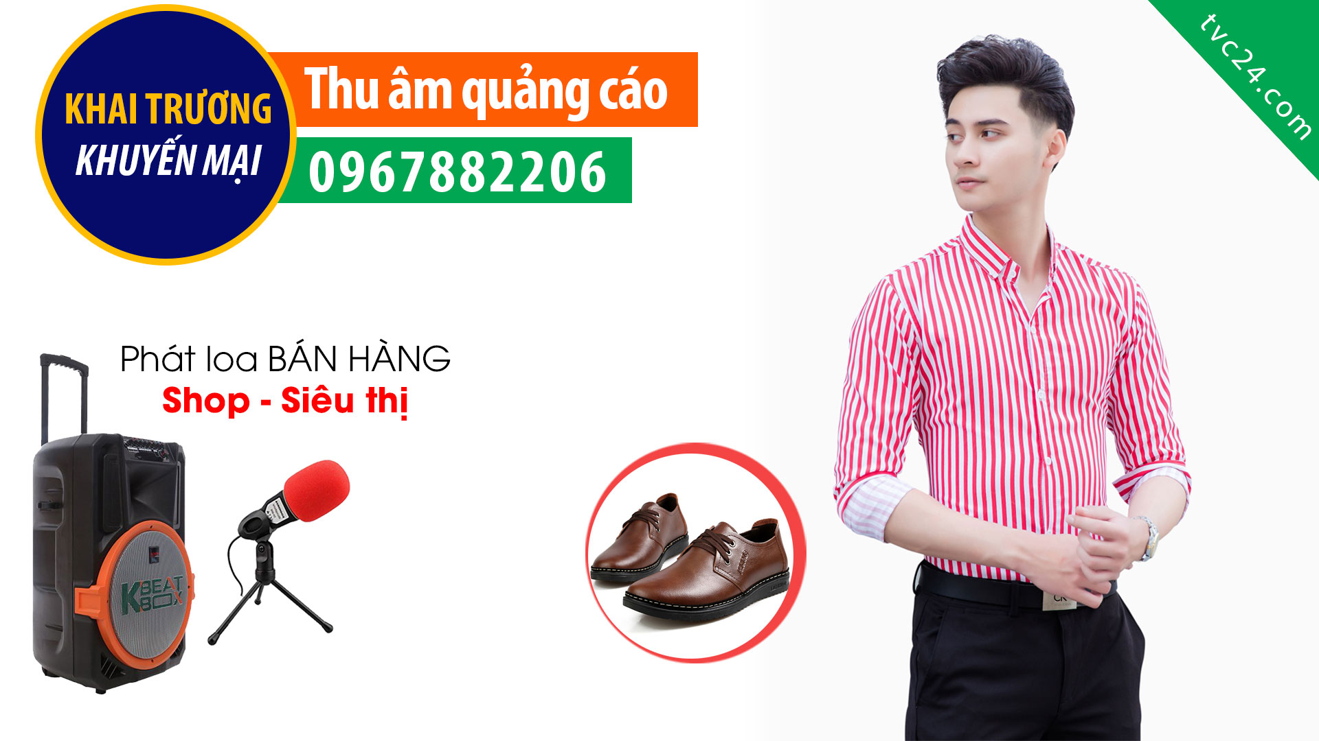Thu âm quảng cáo khai trương Shop thời trang nam Mỹ Khánh MC đọc khuyến mại