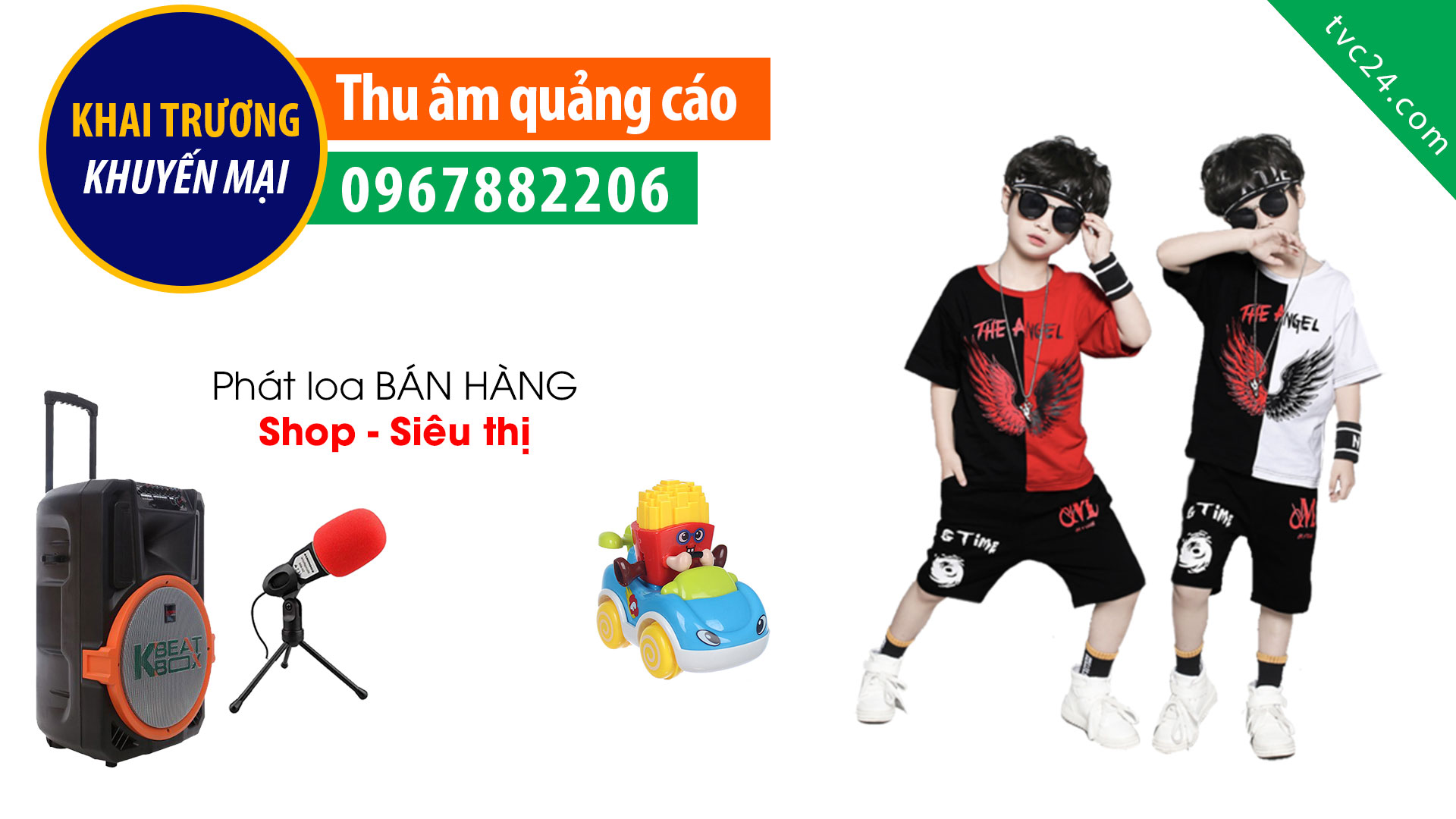 Thu âm quảng cáo khai trương Siêu thị mẹ và bé C C MART MC đọc khuyến mại