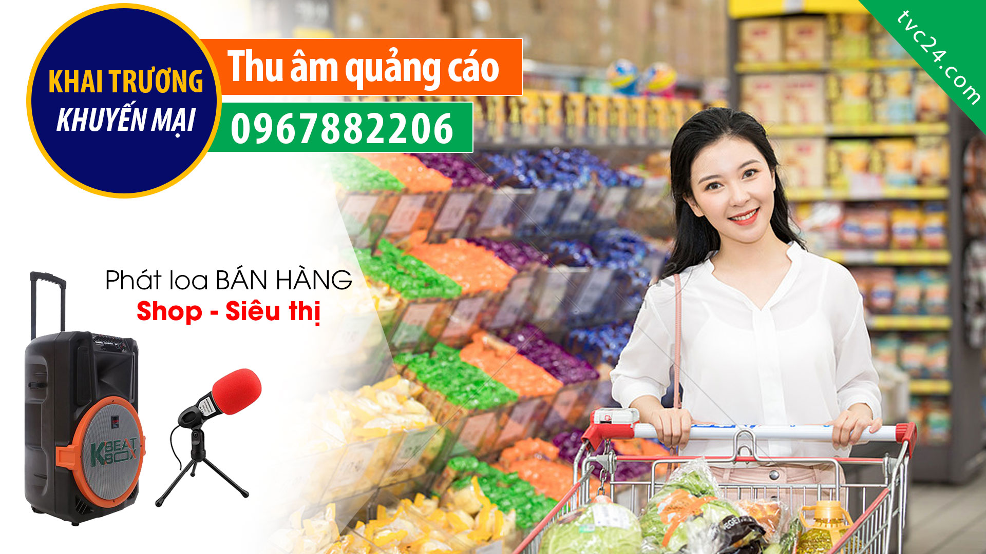 Thu âm quảng cáo khai trương siêu thị thực Phẩm Sạch An Food MC đọc phát loa cực HOT