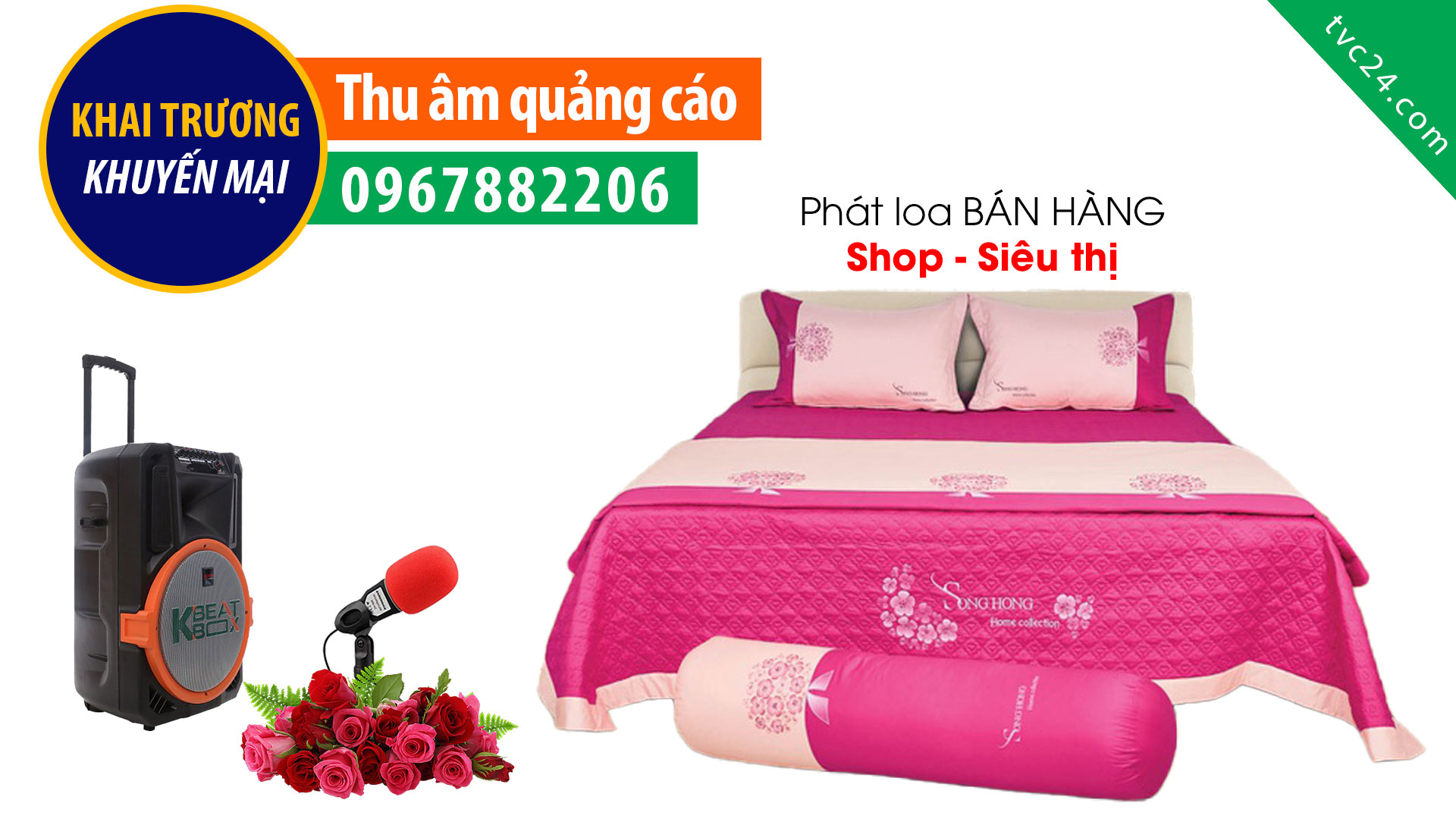 Thu âm quảng cáo cửa hàng chăn ga gối đệm Thu Hoà