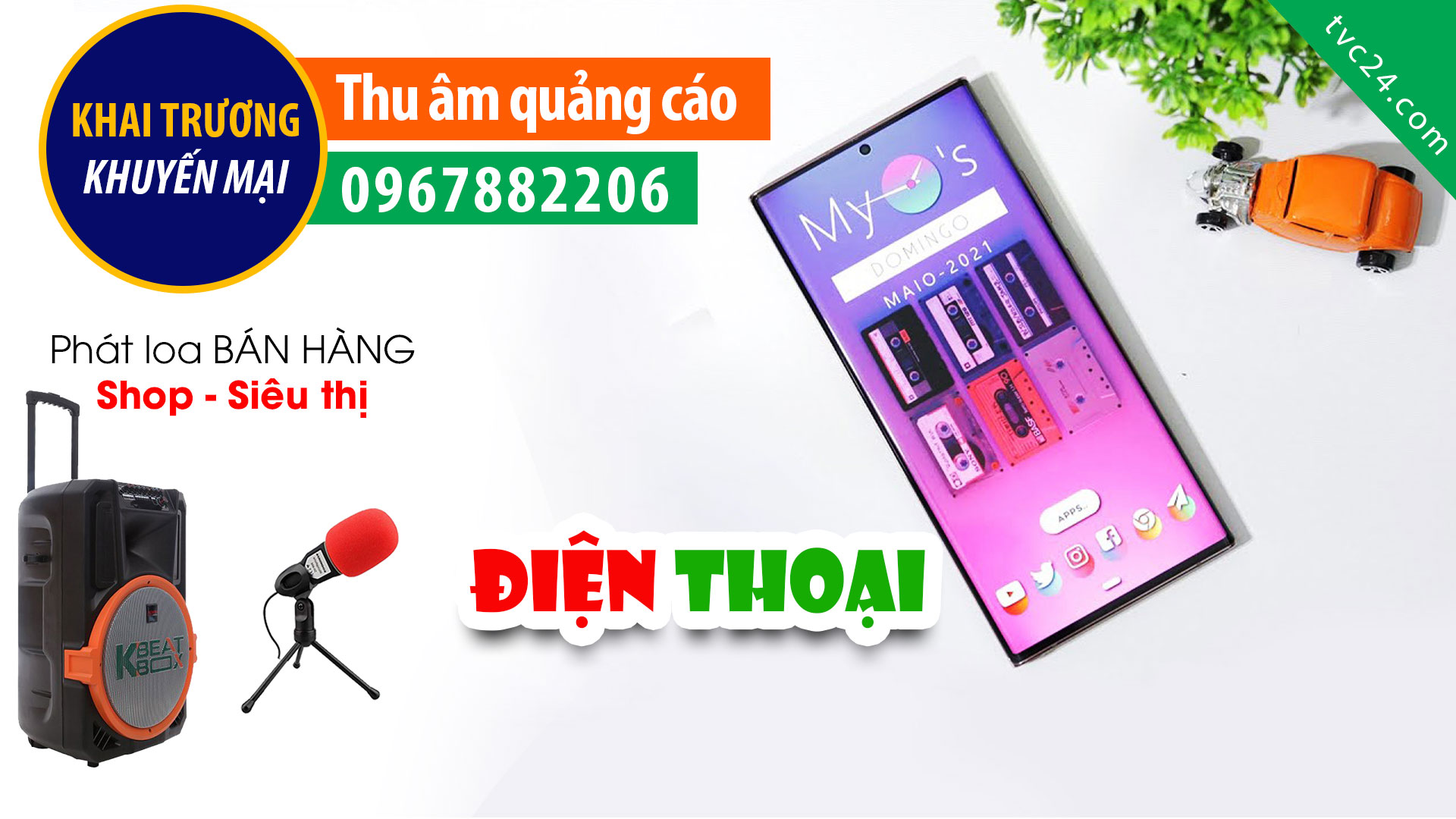 Thu âm quảng cáo siêu thị điện thoại giá rẻ Cữa Hội MC ghi âm PHÁT LOA bán hàng