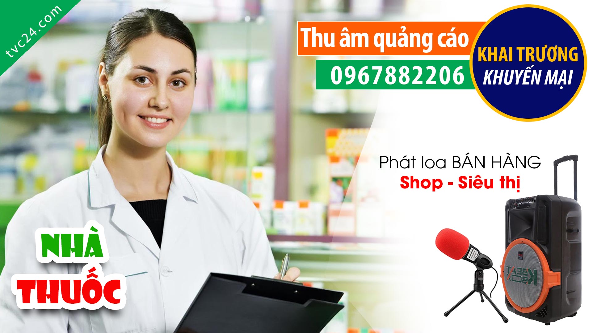 Thu âm khai trương Nhà thuốc Minh Hà TVC24 đọc quảng cáo