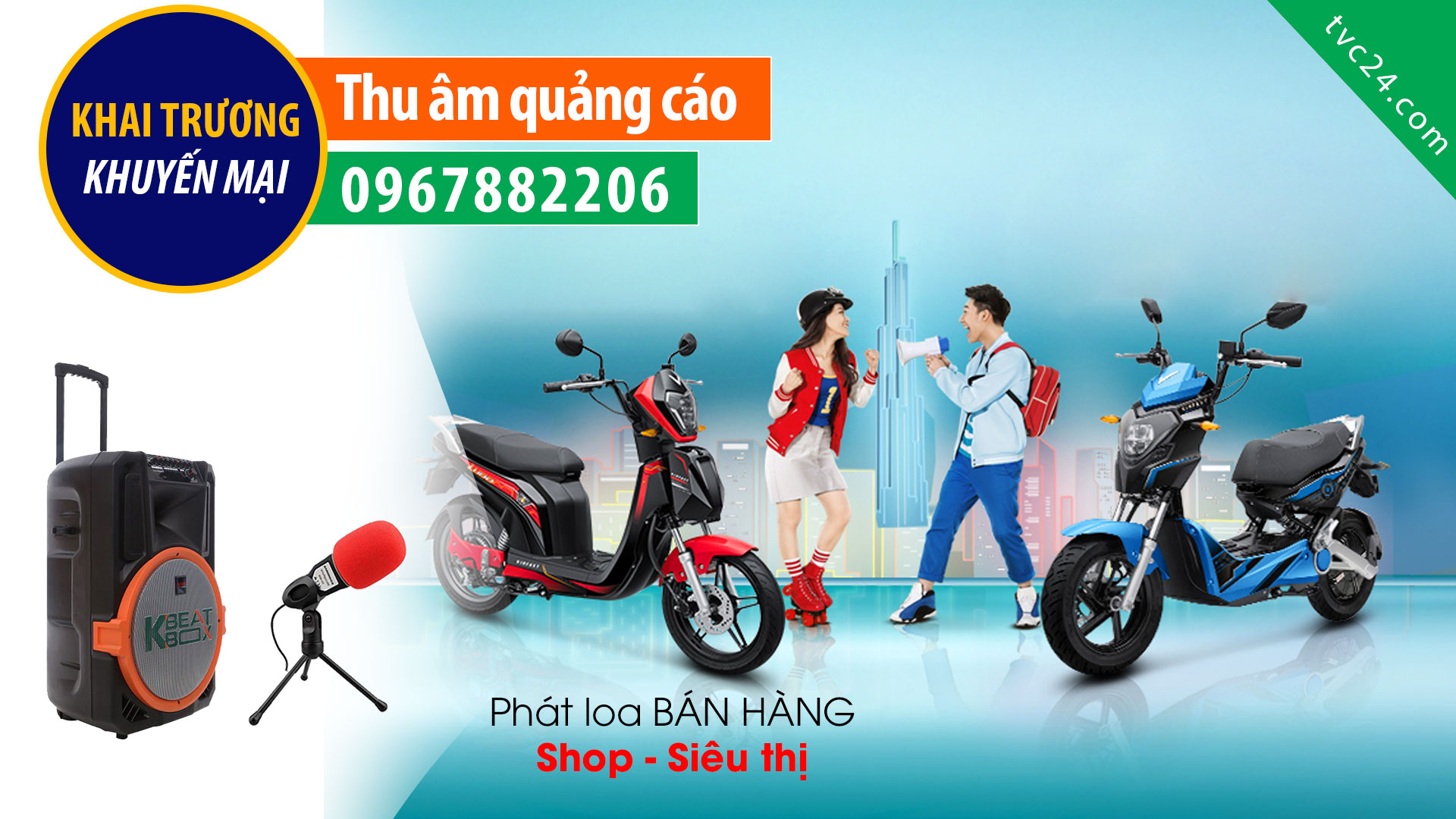 Thu âm quảng cáo hệ thống xe máy Tâm Anh Lâm Đồng phát loa khai trương