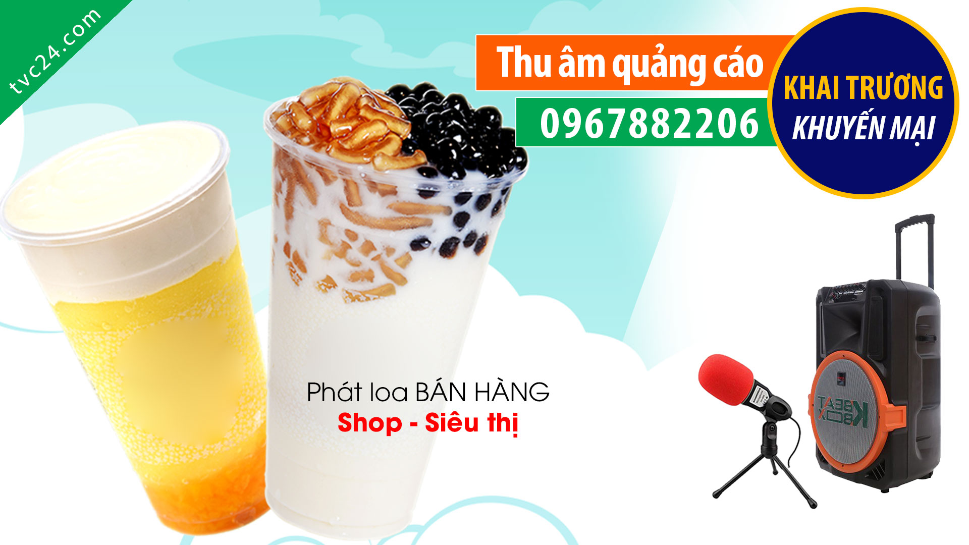 Thu âm quảng cáo bán hàng trà sữa You Tea khai trương 2020