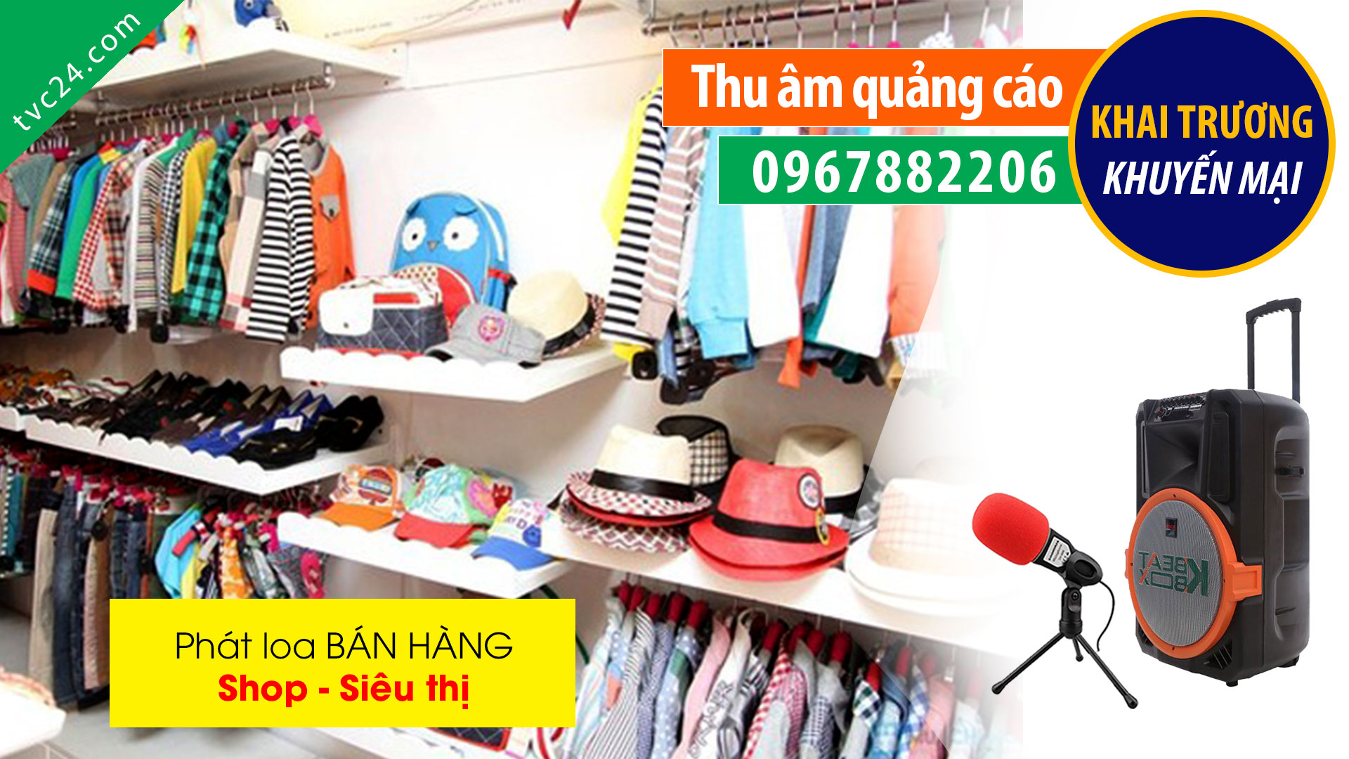 Thu âm quảng cáo Shop Lucky baby phát loa bán hàng