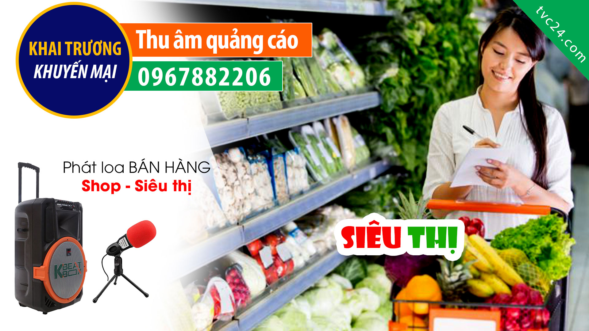 Thu âm quảng cáo KHAI TRƯƠNG siêu thị gia đình Mon Mini mart MC đọc hay quá trời