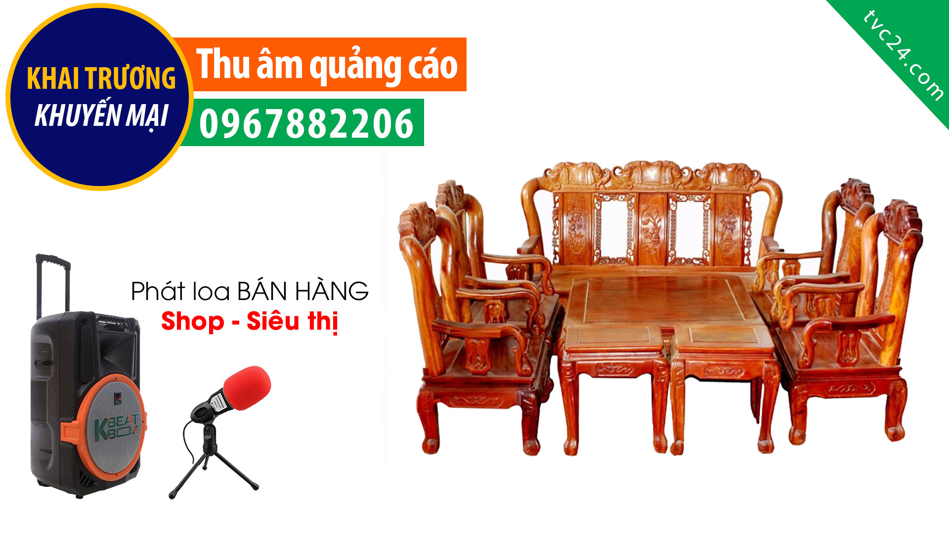 Thu âm quảng cáo khai trương khuyến mại Đồ gỗ Duy Trang