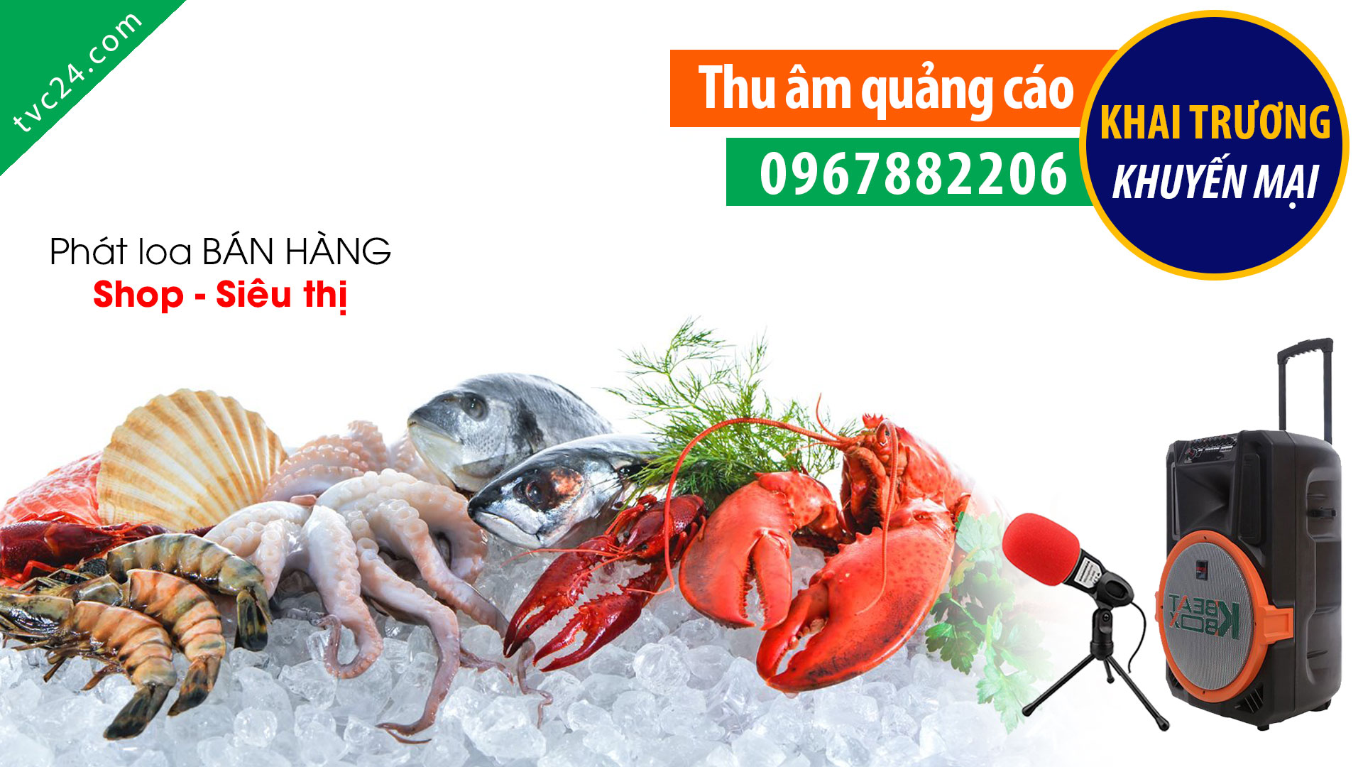 Thu âm quảng cáo Vương quốc hải sản khai trương