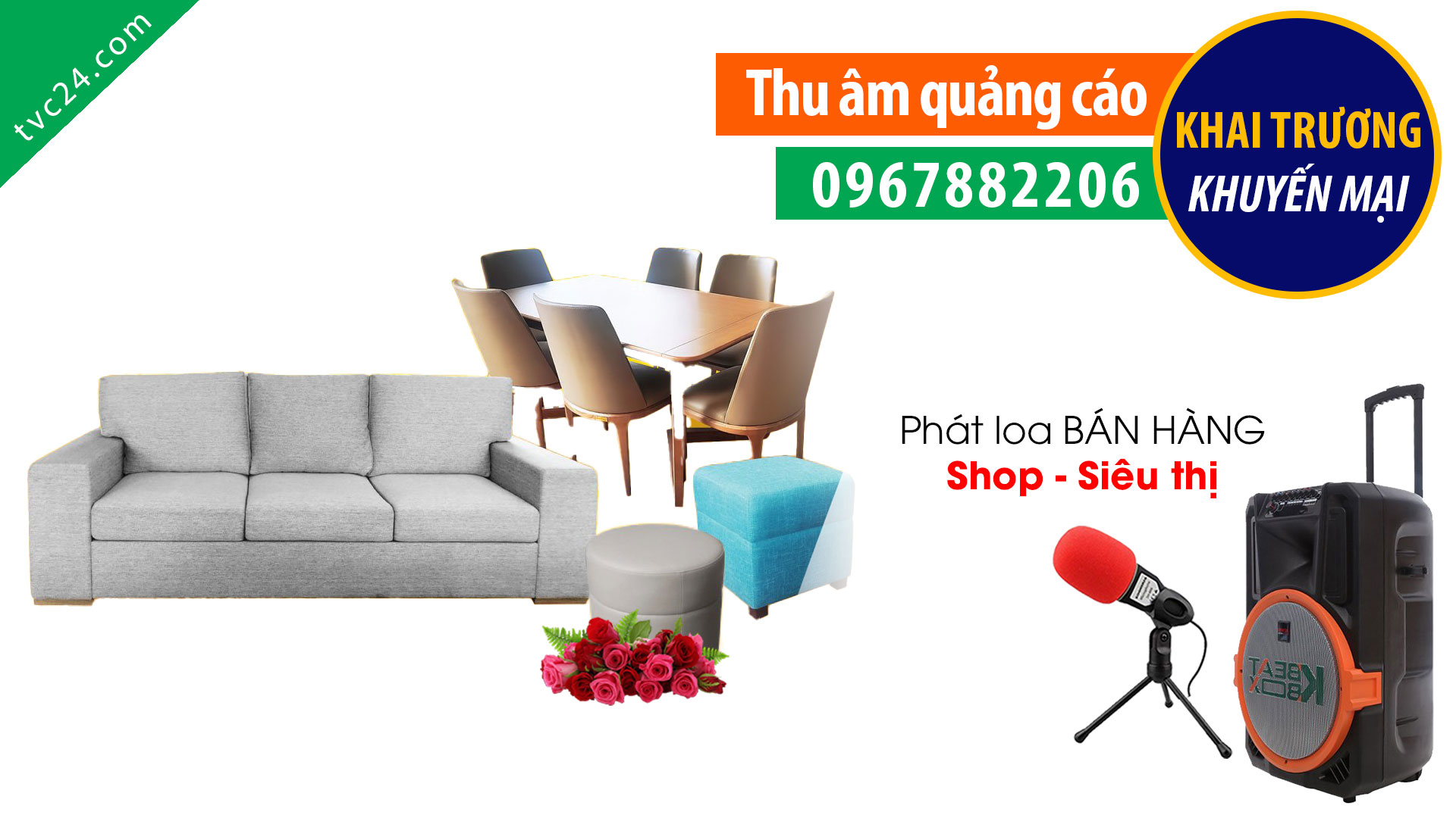 Thu âm phát loa khuyến mại nội thất Tuấn Hải