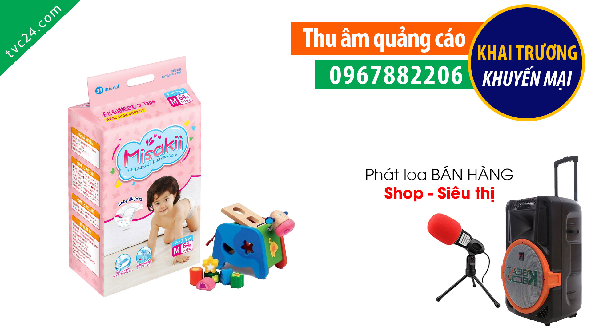 Thu âm lời bình quảng cáo tả bỉm Mi Sa Ki cty Megasun